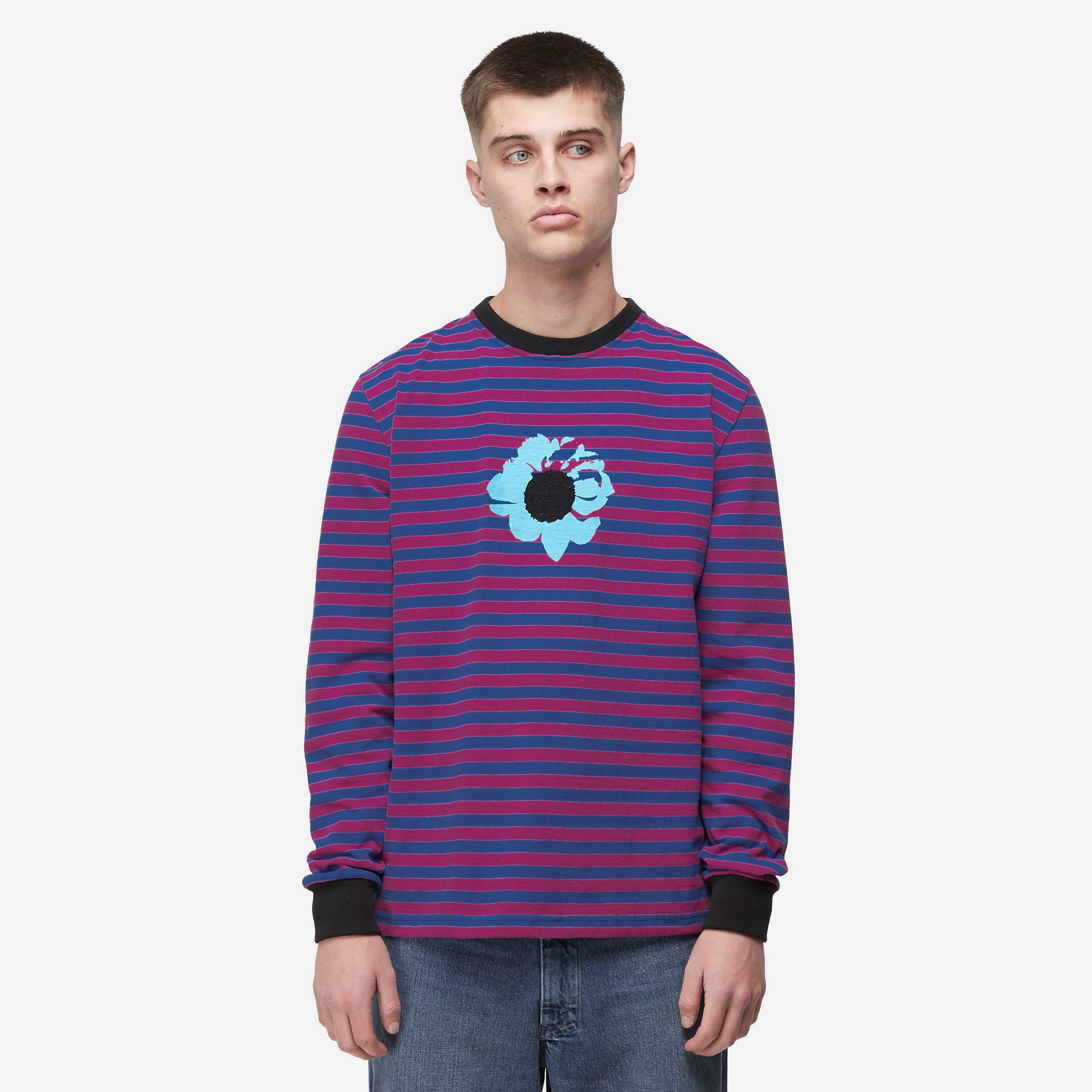 Noah x The Cure Long Sleeve Stripe T-Shirt, Purple - Curated Menswear