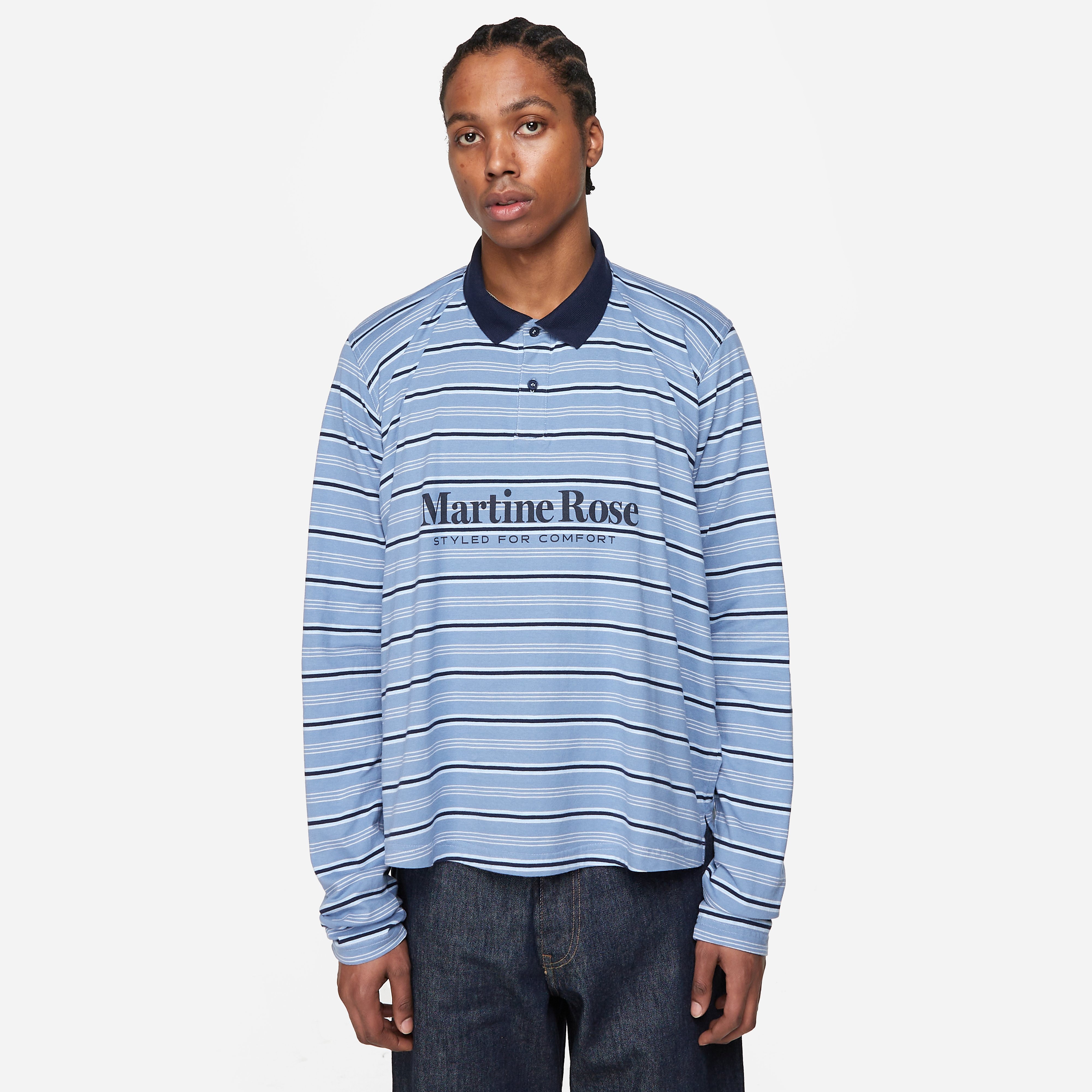 トップス Martine Rose Long Sleeve Polo Shirt Martine Rose Martine Rose Long Sleeve Pulled Neck Polo Shirt