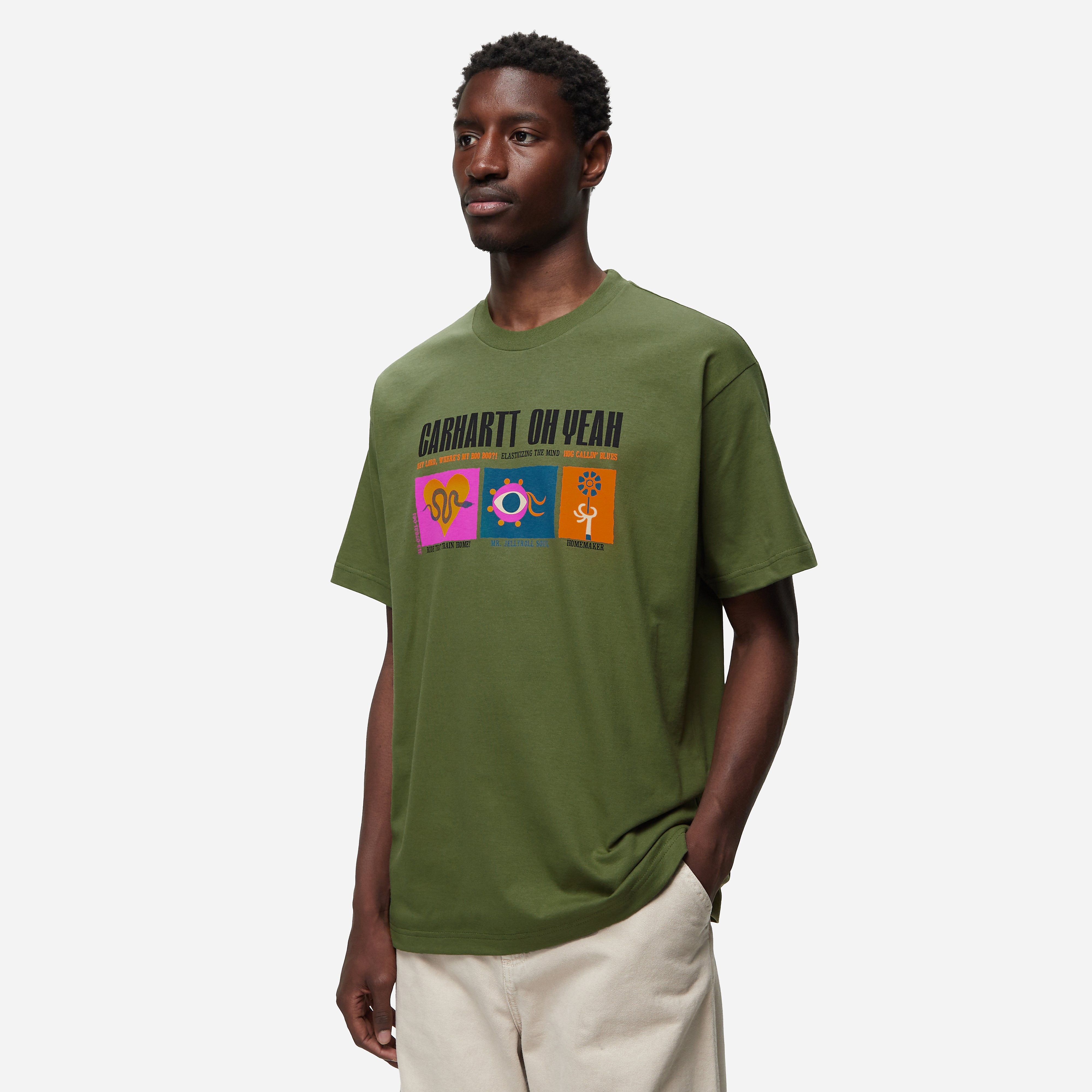 【carhartt】\"L/S Industry\"グラフィックプリントTシャツ/green Carhartt WIP L/S Industry T-Shirt, Lumo Green / Black