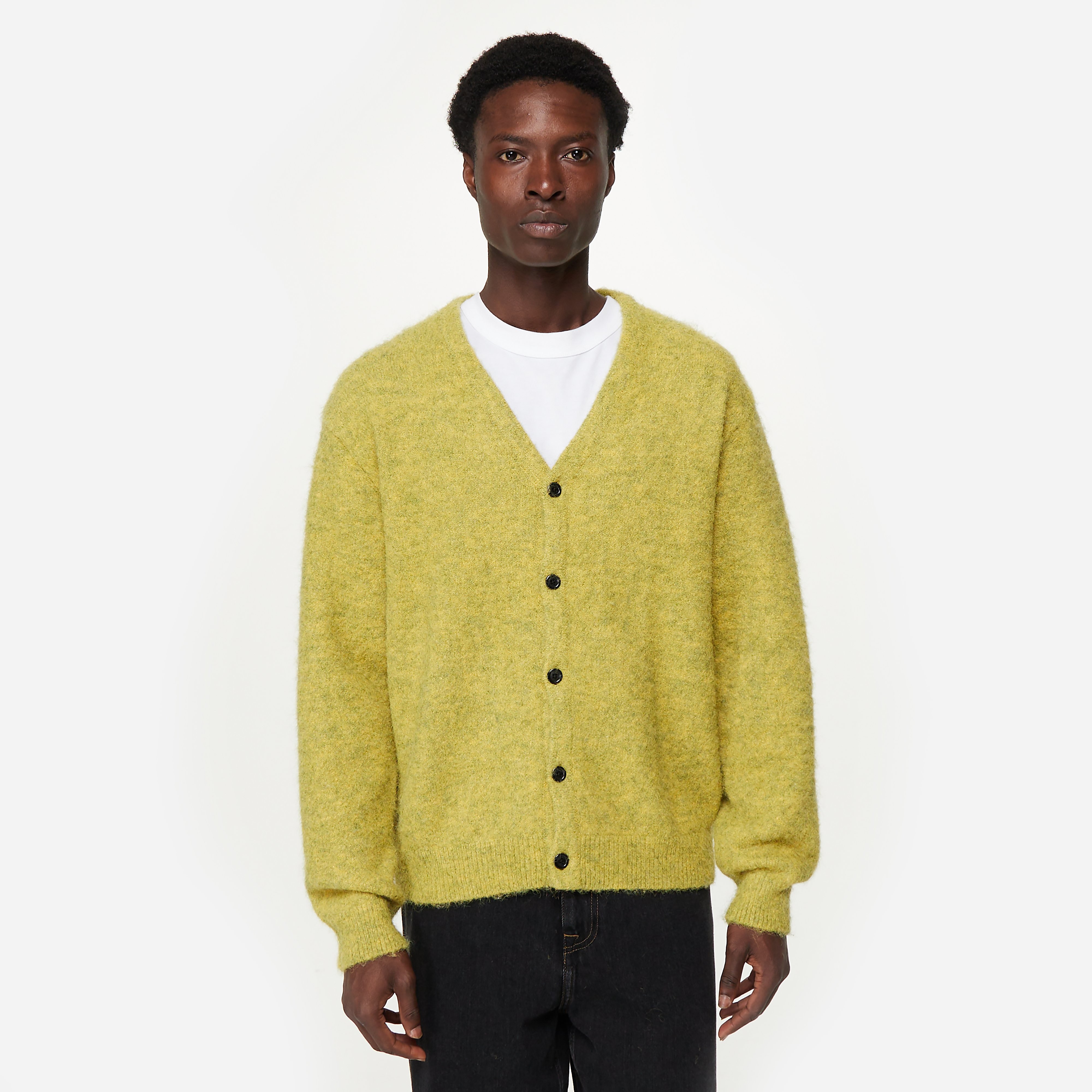 Thisisneverthat Hairy Knit Cardigan, Green - Curated Menswear