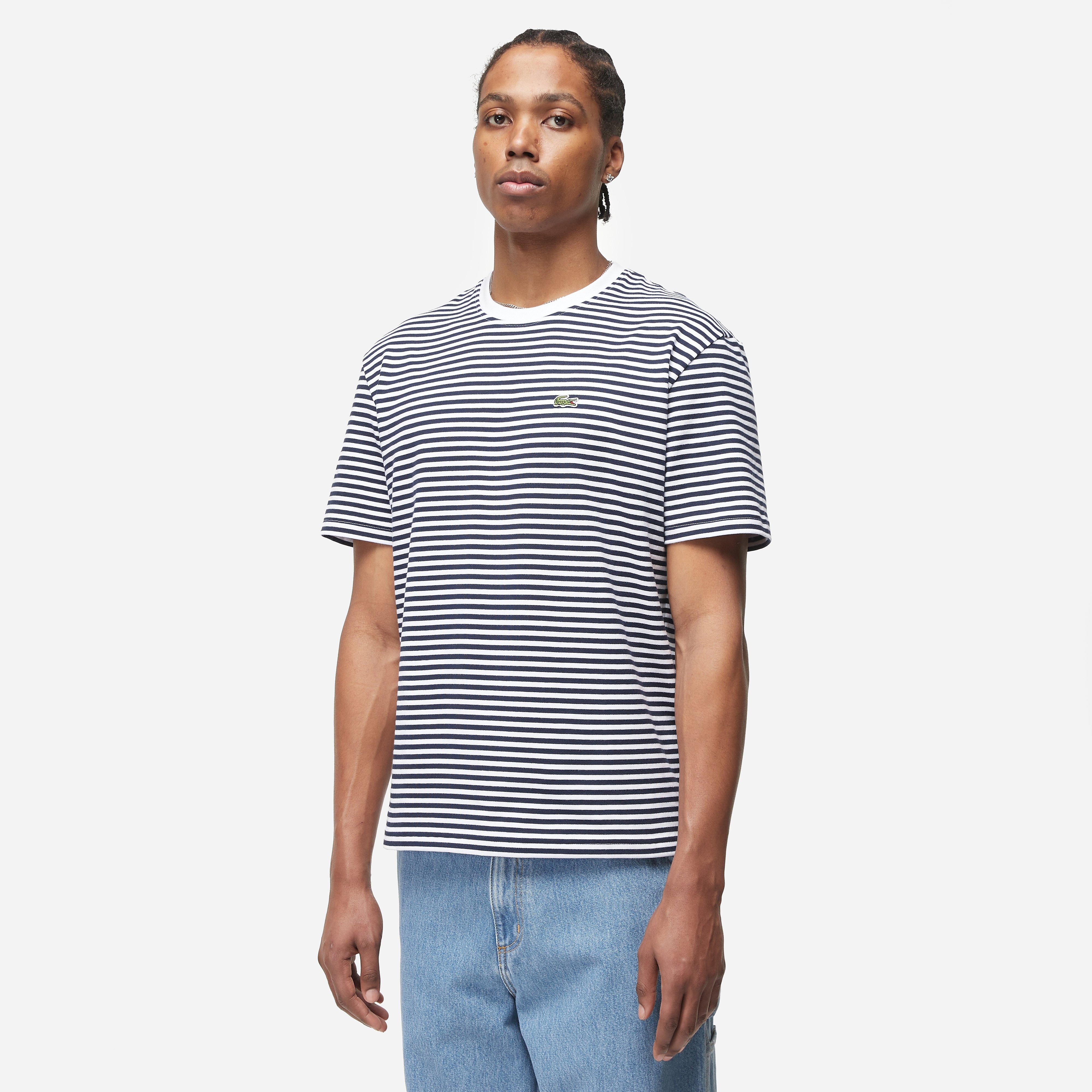Lacoste Yarn Dyed Stripe T-Shirt, Blue