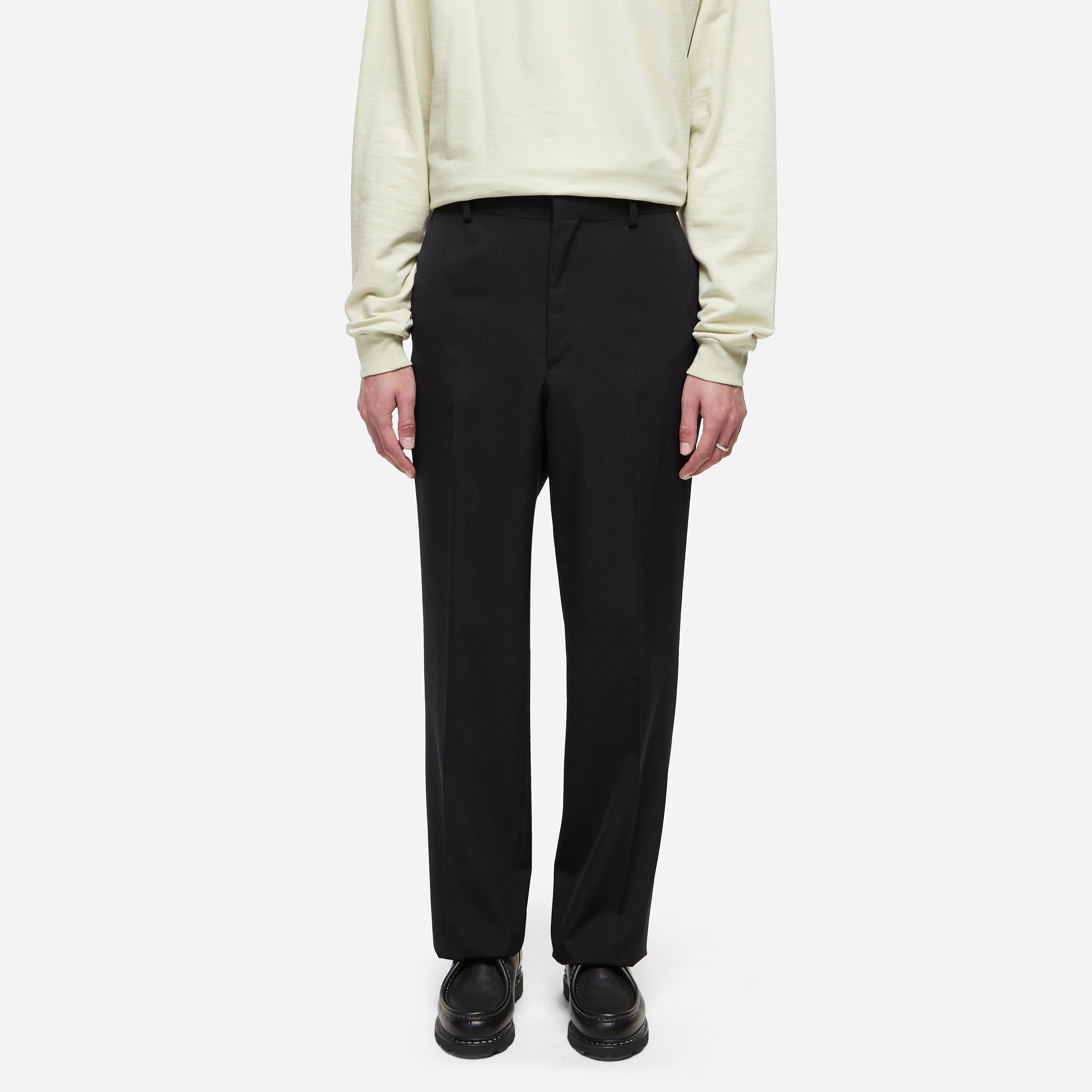 Auralee Light Wool Slacks, BLACK - Curated Menswear