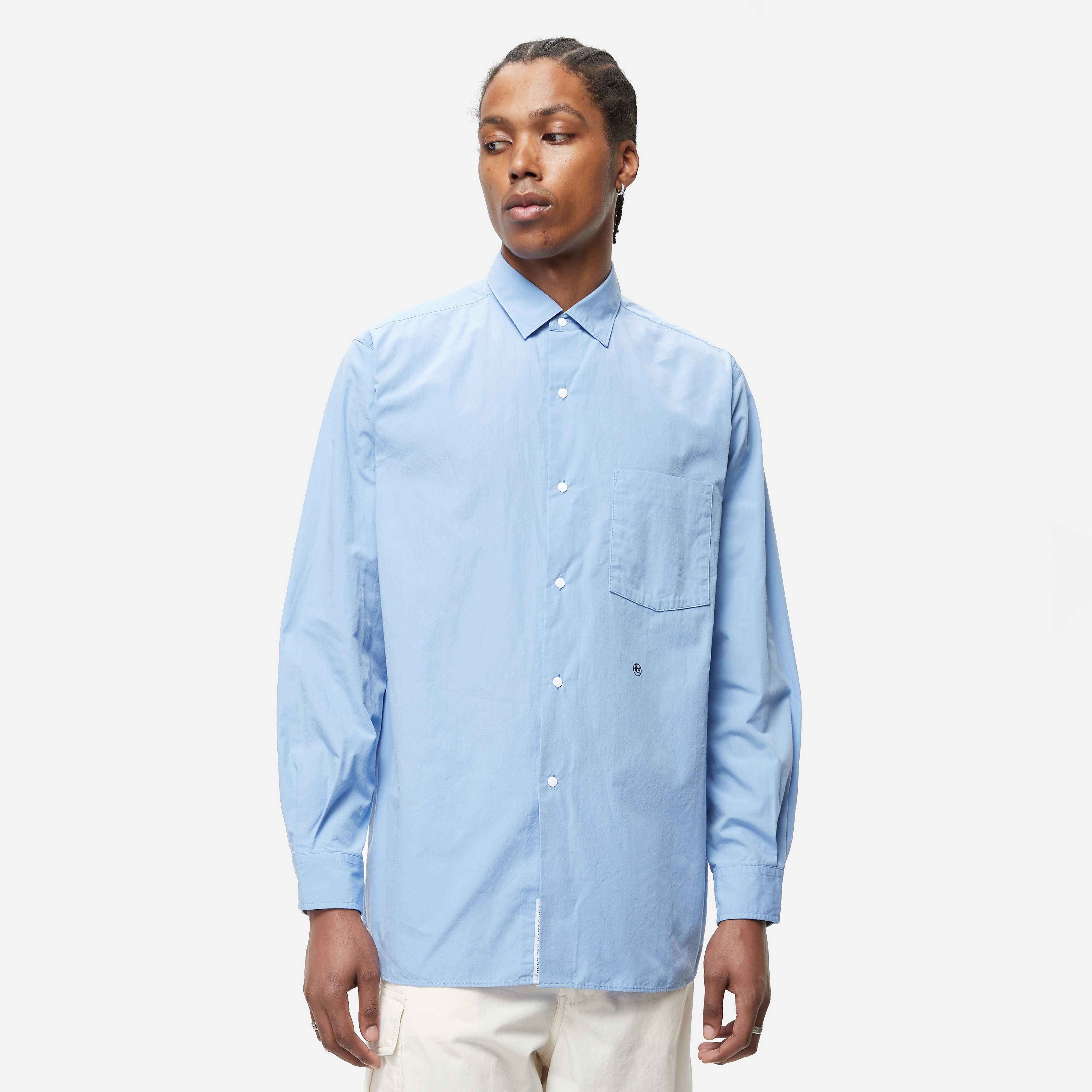 Nanamica Wind Shirt LS Sax, BLUE - Curated Menswear