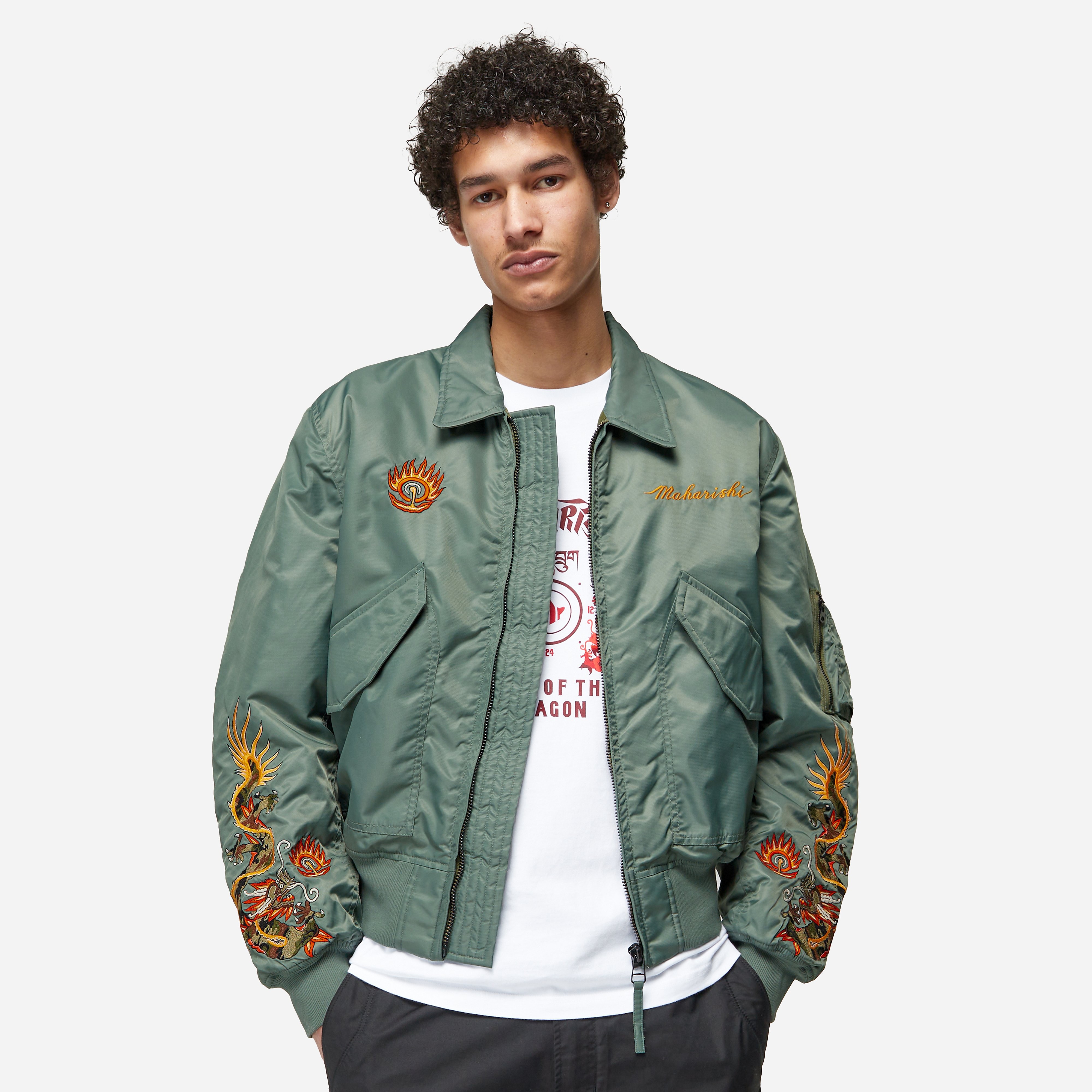 Maharishi Dragon CWU-45 Flight Jacket, Green - Curated Menswear