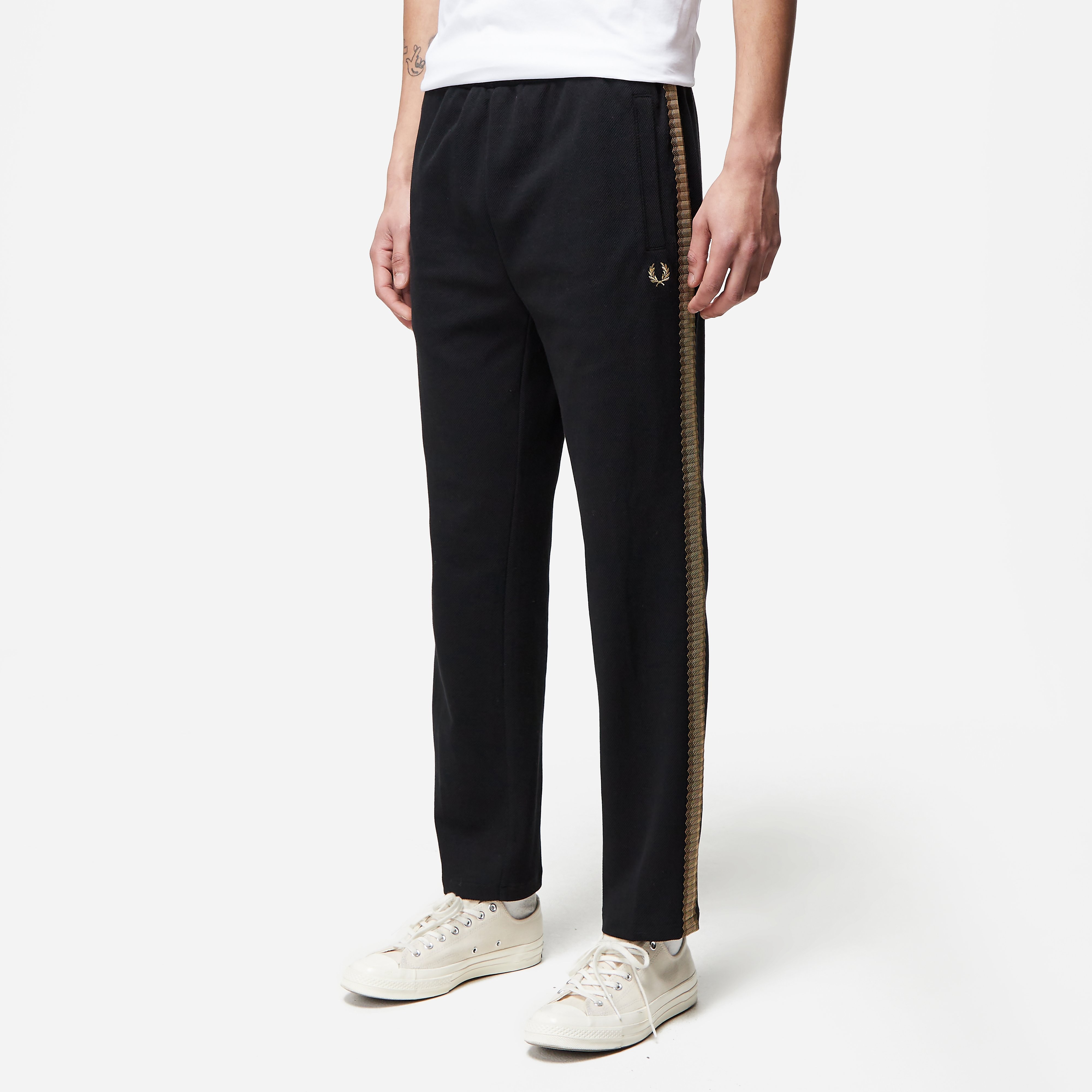 Fred Perry Crochet Tape Track Pant, Black Curated Menswear