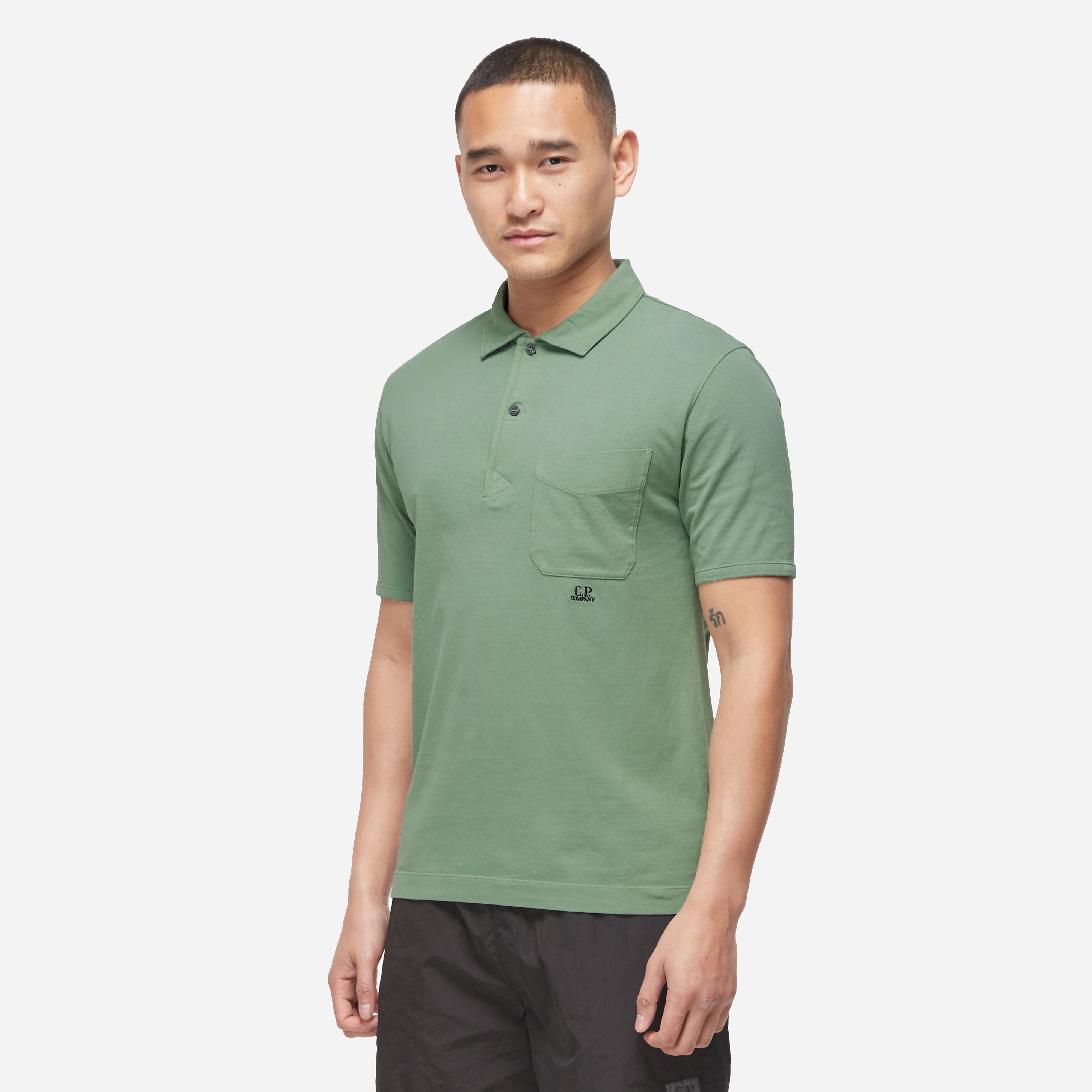 Tシャツ・カットソー C.P. COMPANY Men Polo Shirts 18CMTS177A 005100W683 Green C.P. Company Polo Shirt, Green - Curated Menswear