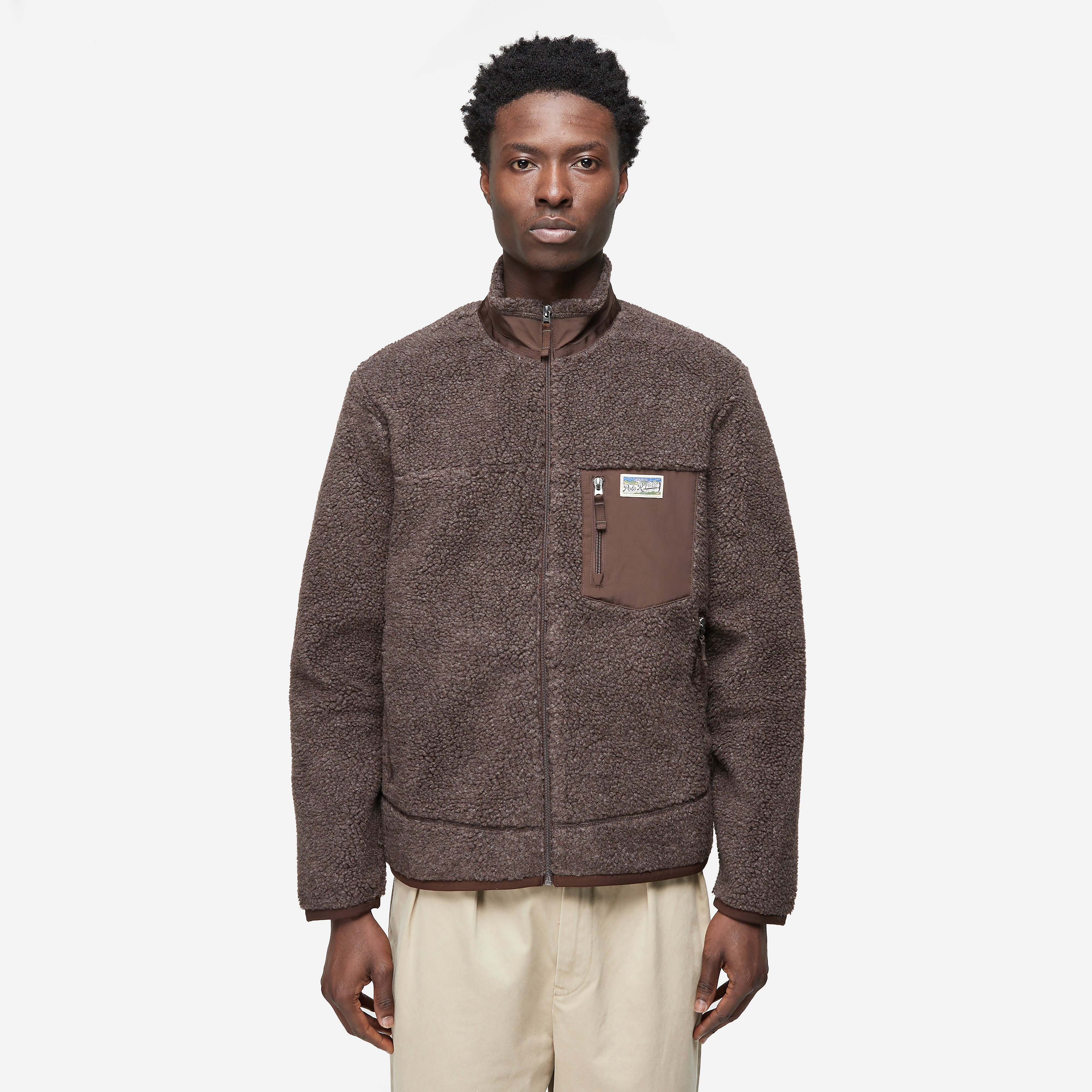 Polo Ralph Lauren Plaid Pile Fleece Jacquard Fleece Jacket, Brown