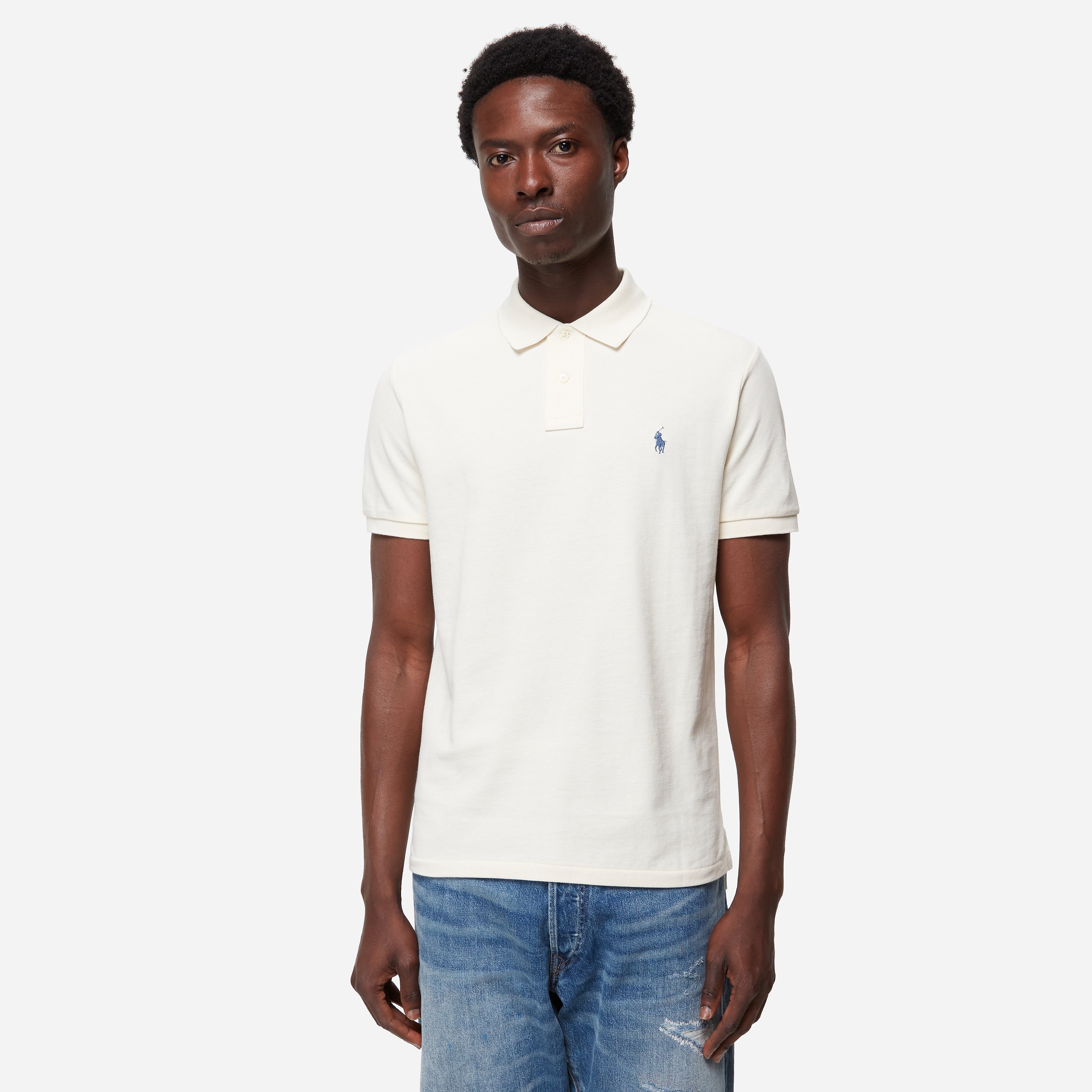 Polo Ralph Lauren SS Knit Polo, Cream - Curated Menswear