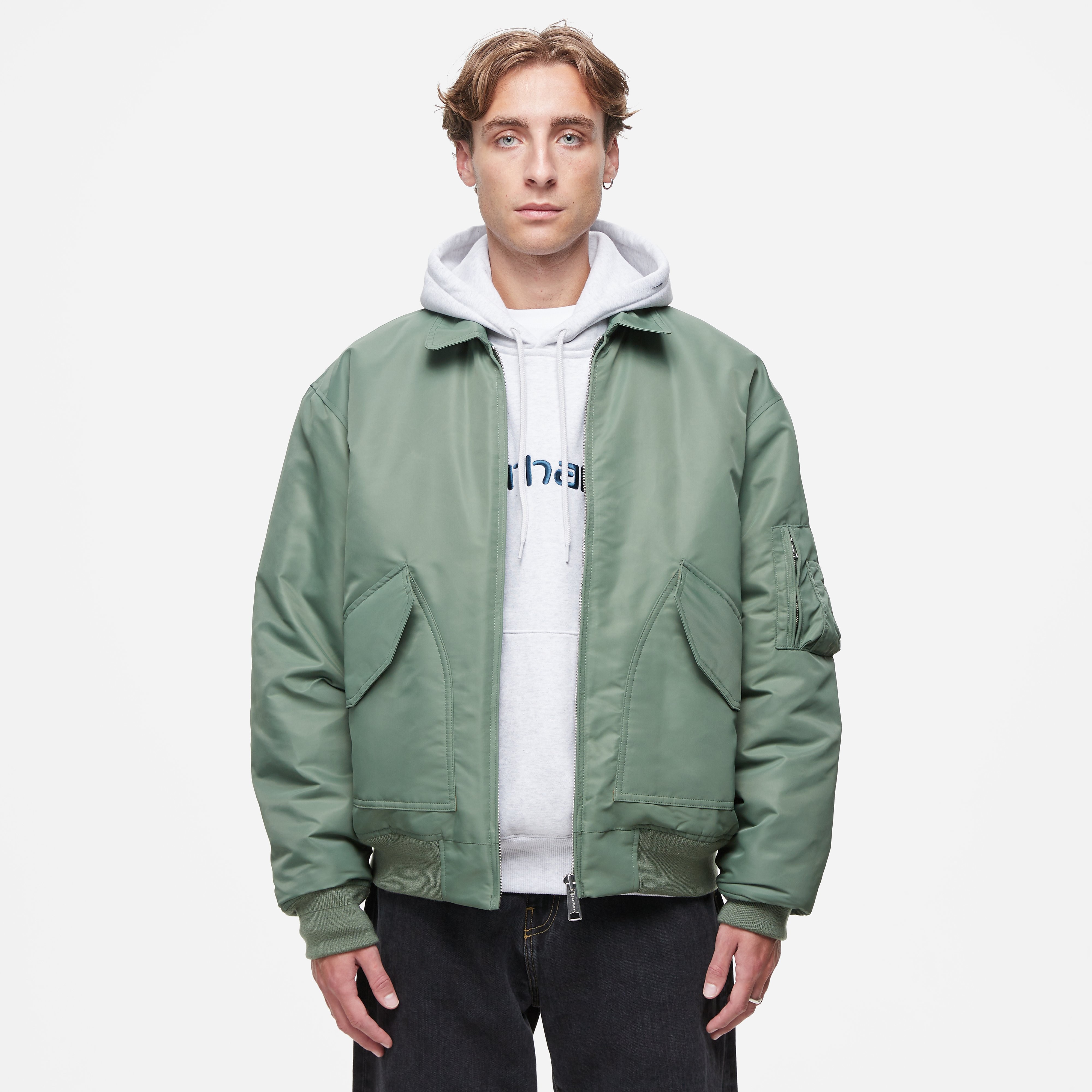 Carhartt WIP Olten Bomber Jacket, Green - Curated Menswear