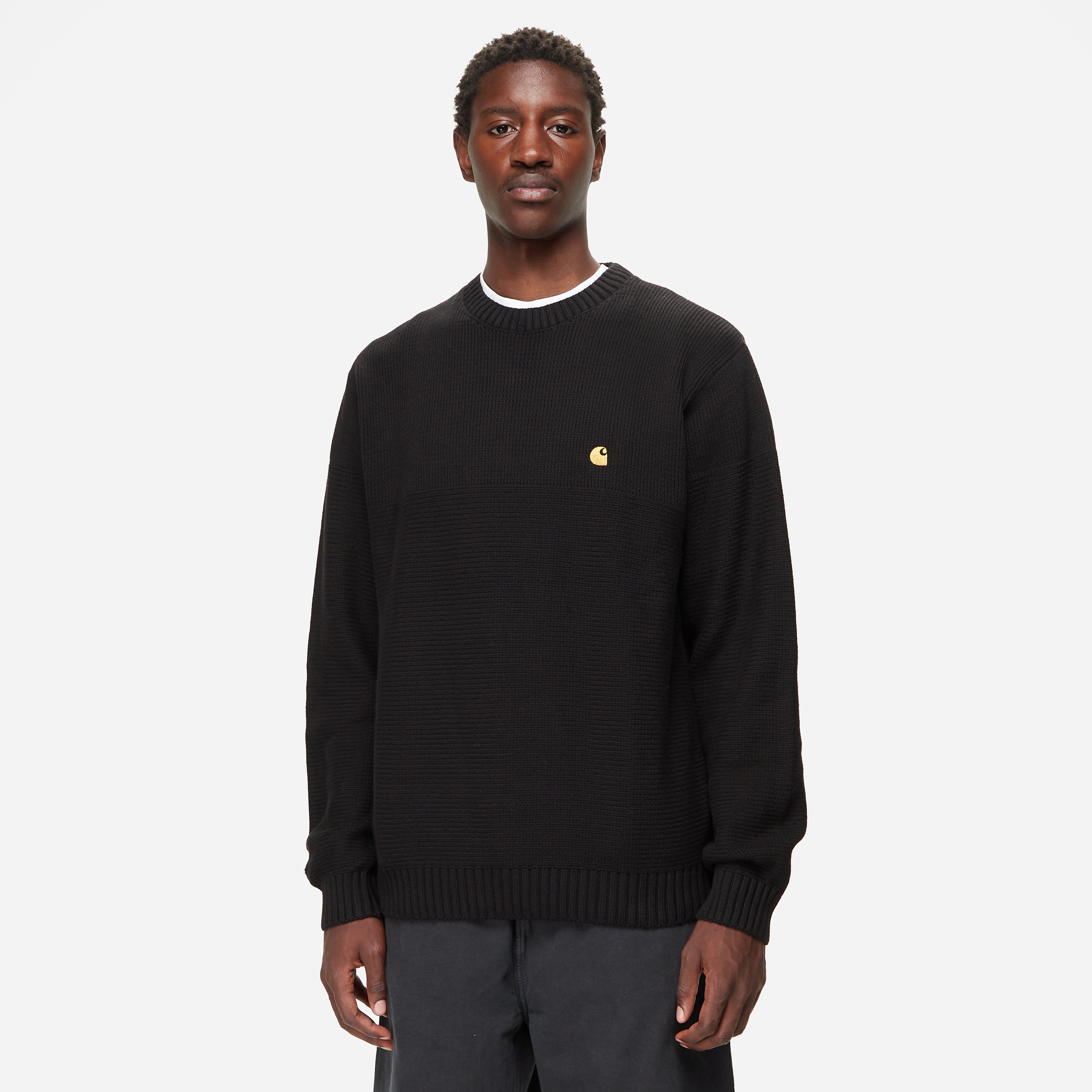 Carhartt WIP Chane Knit Crewneck Sweatshirt, Black Curated Menswear