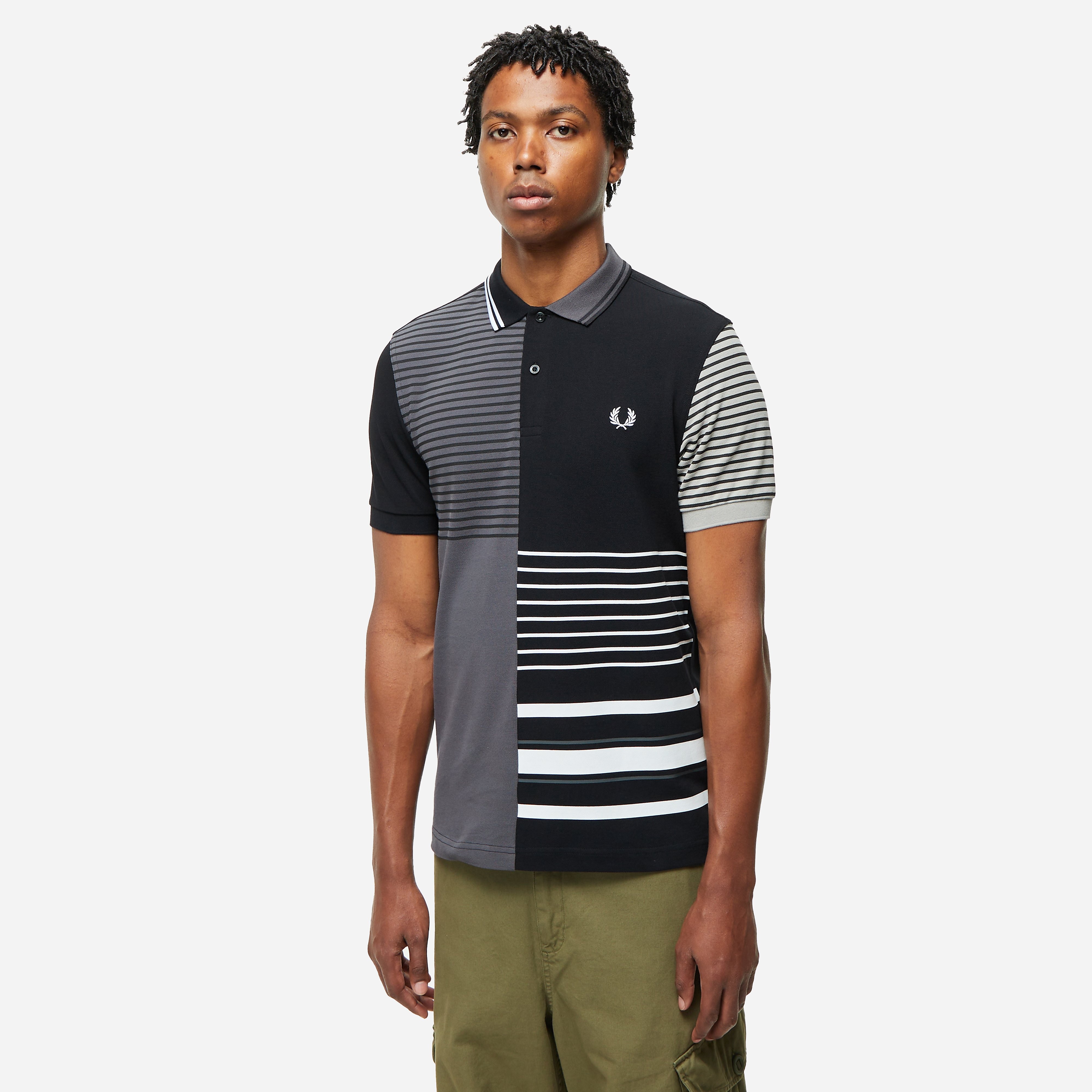 トップス FRED PERRY BEAMS The Fred Perry Shirt Fred Perry x Beams Panel Polo Shirt, Black - Curated Menswear