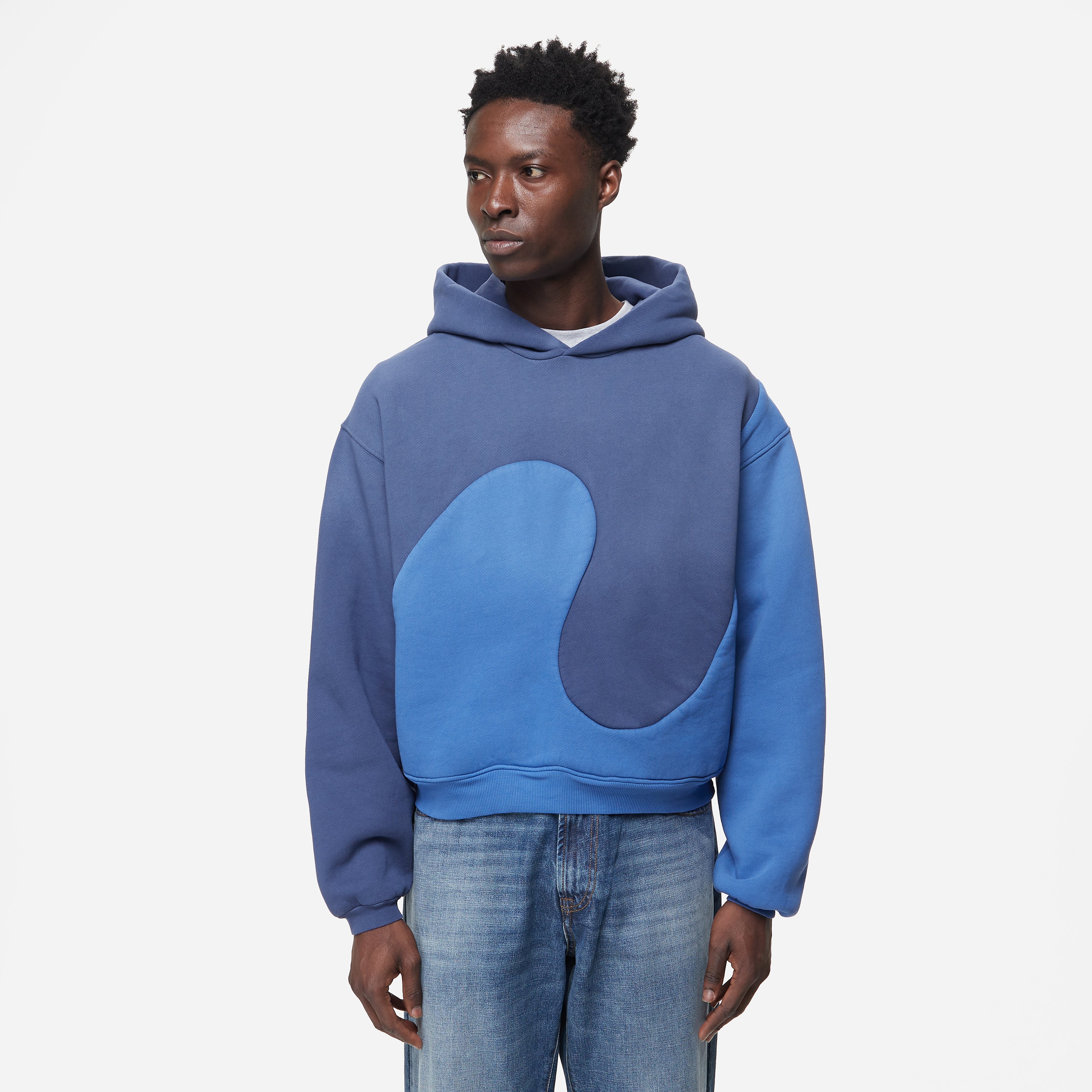 ERL Swirl Knit Hoodie, Blue - Curated Menswear
