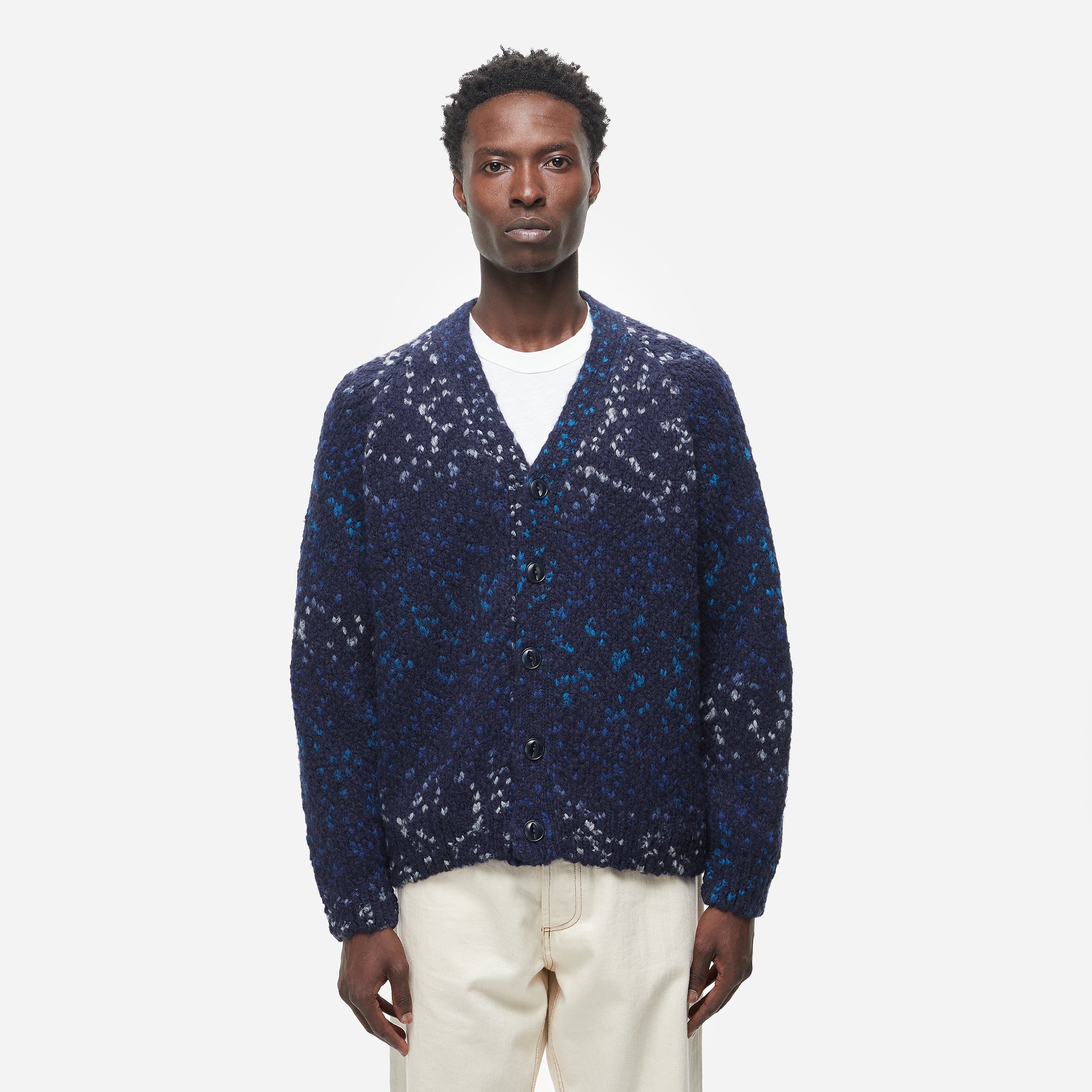 YMC Rat Pack Cardigan, Blue - Curated Menswear