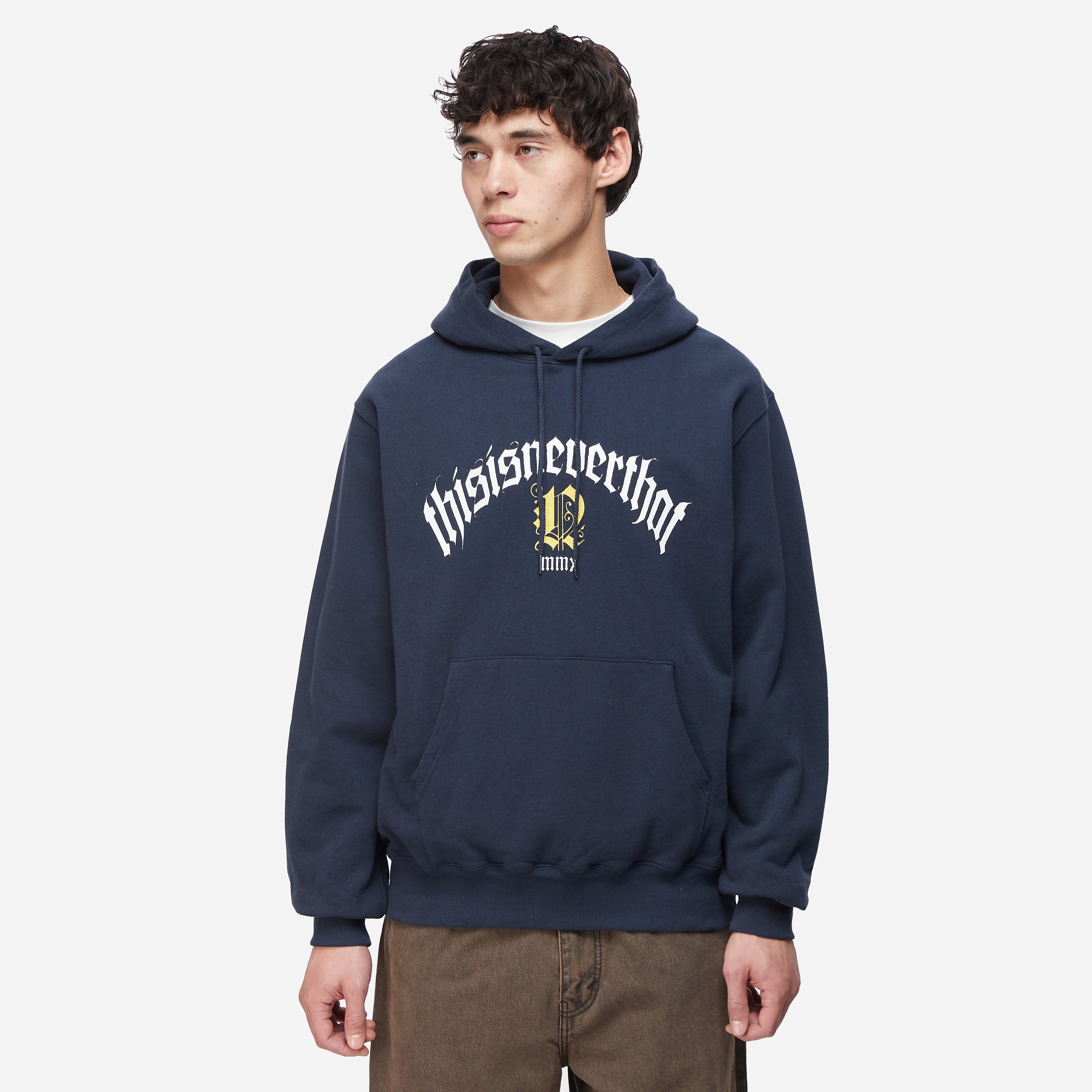 Thisisneverthat Fortuna Logo Hoodie, Navy - Curated Menswear