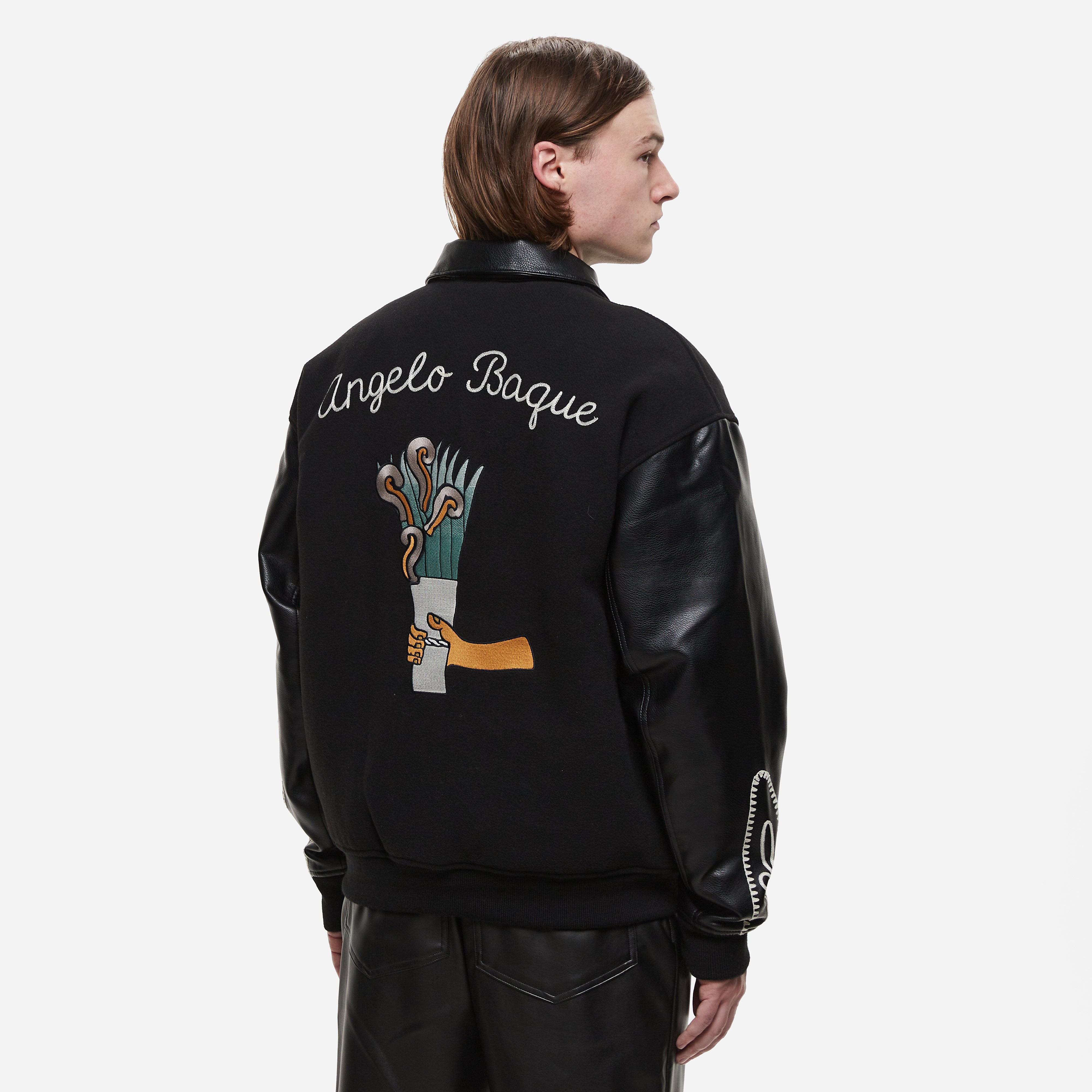 Champion x Angelo Baque Varsity Jacket, BLK - Curated Menswear