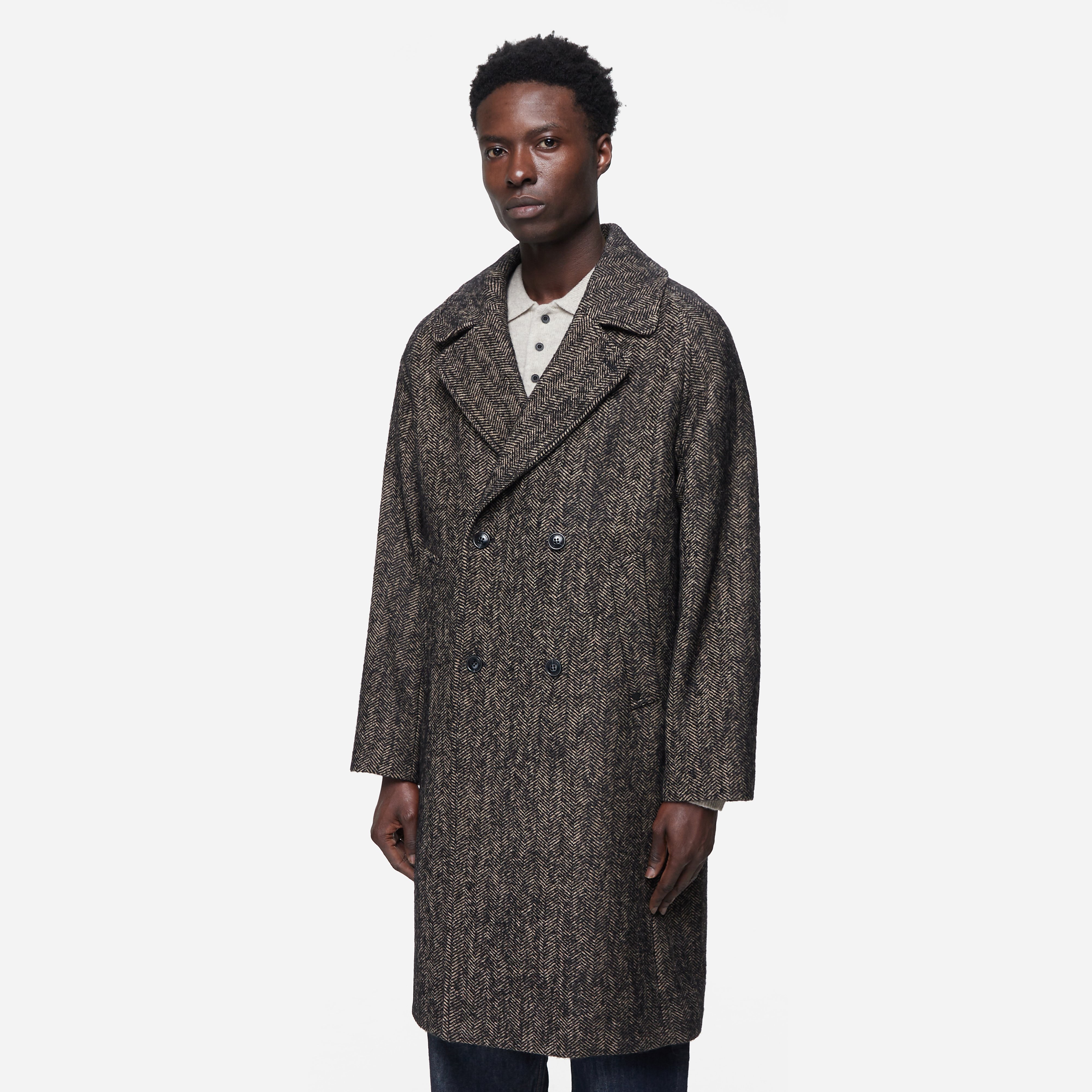 Closed Double Breasted Coat, Black