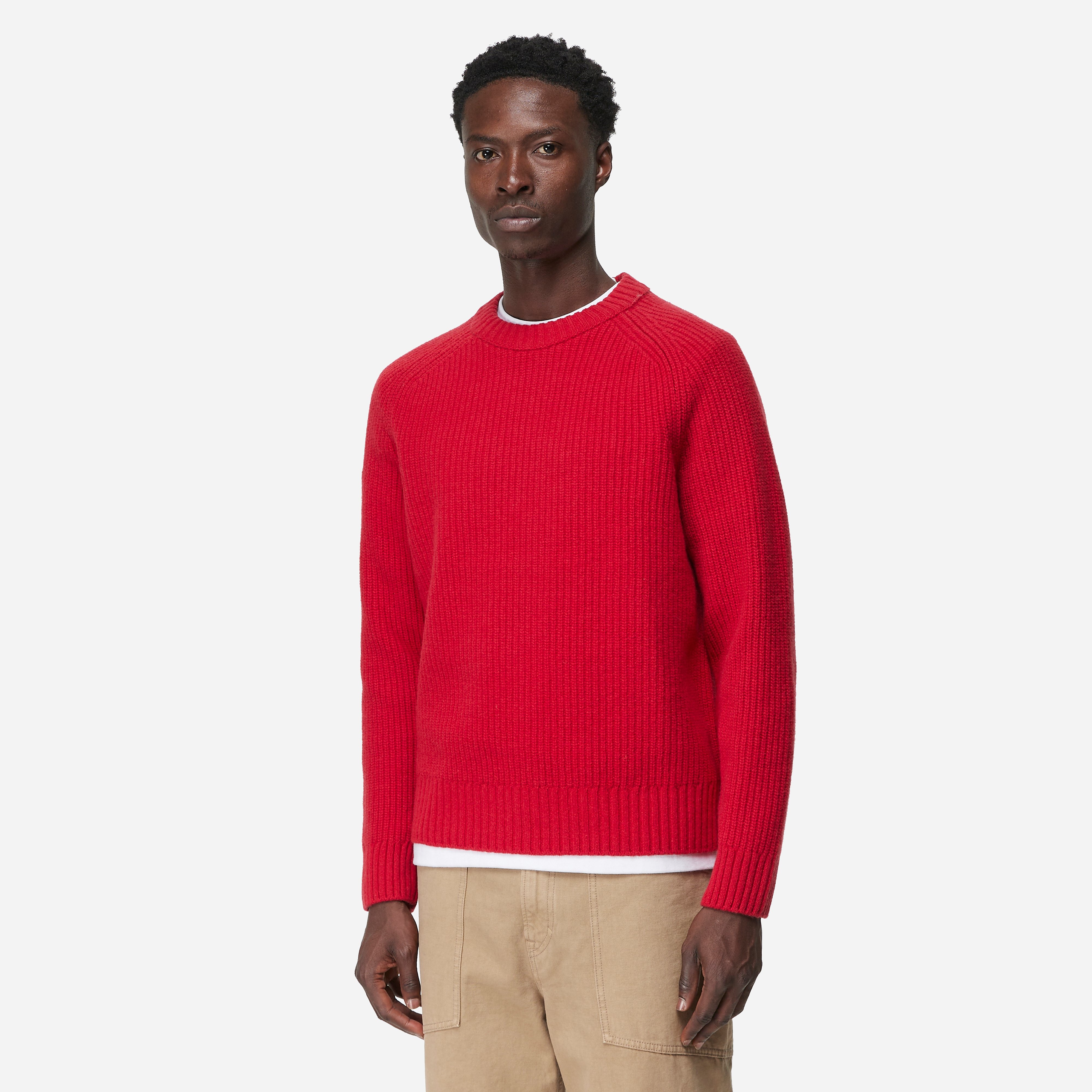 Closed Knitted Pullover, Red