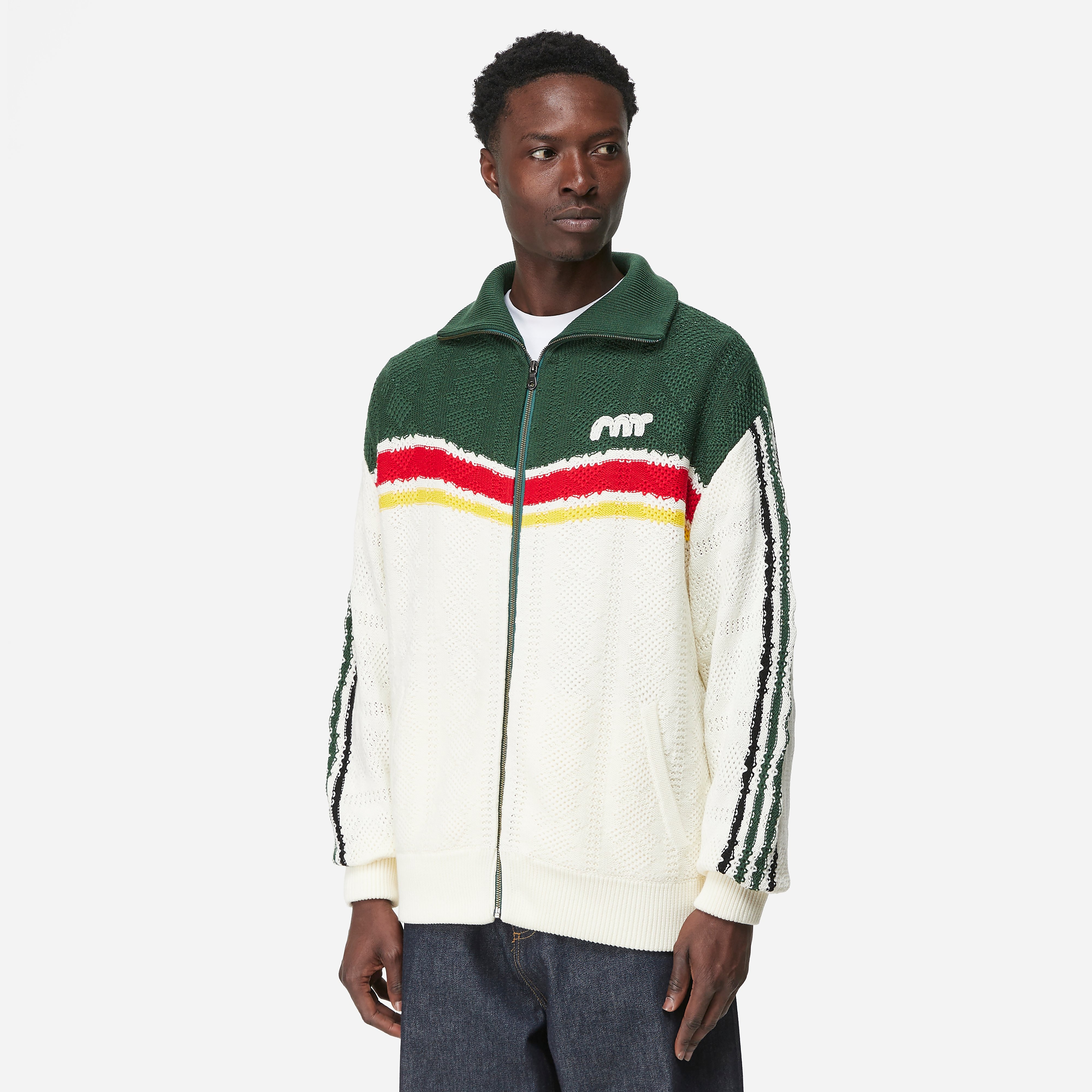 RICE NINE TEN Knit Track Jacket, Off White - Curated Menswear