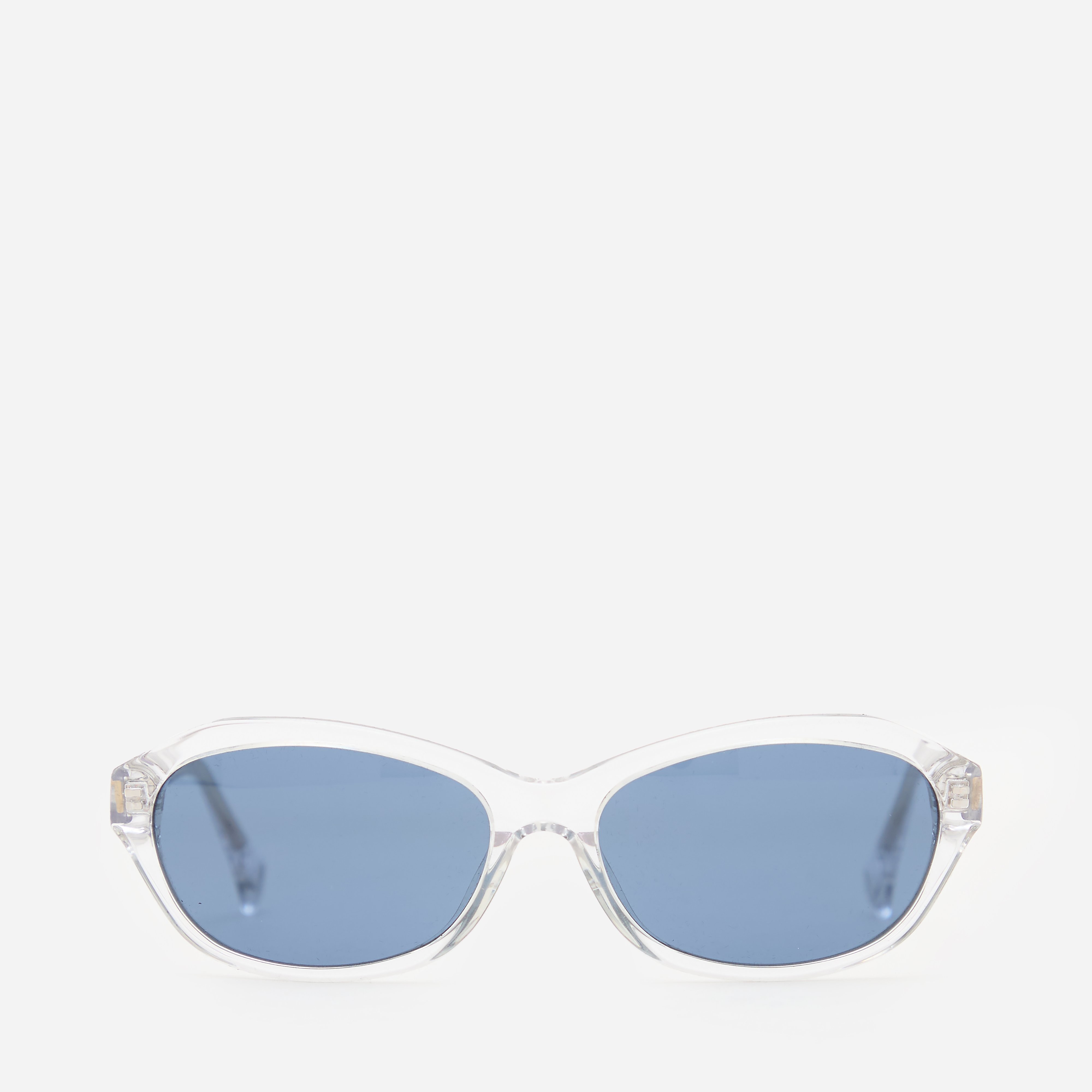 Sun Buddies Wesley Clear Frame Sunglasses with Blue Lenses Sun Buddies - Wesley in Transparent Grey – gravitypope main image 4