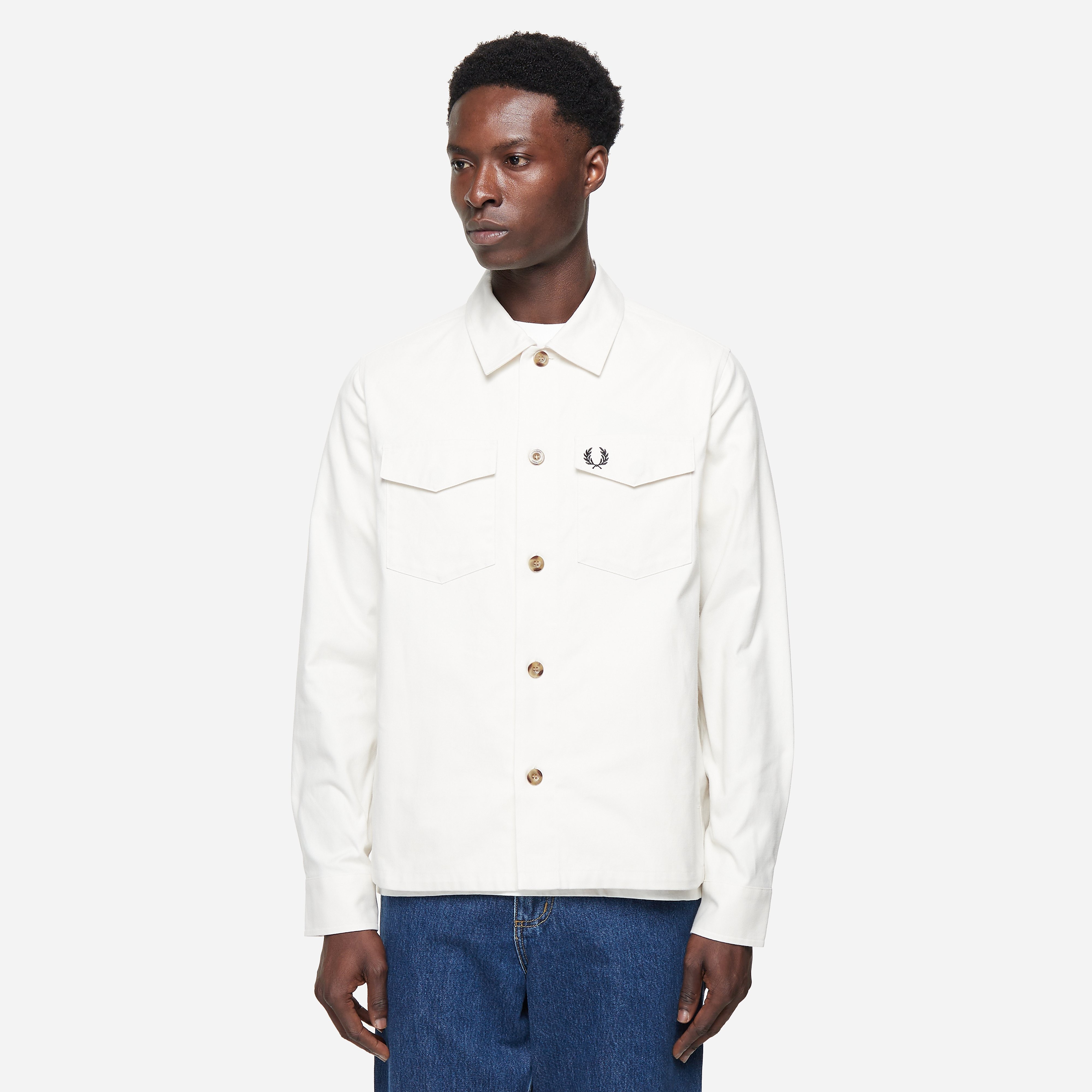 Fred Perry Oxford Overshirt, Ecru - Curated Menswear