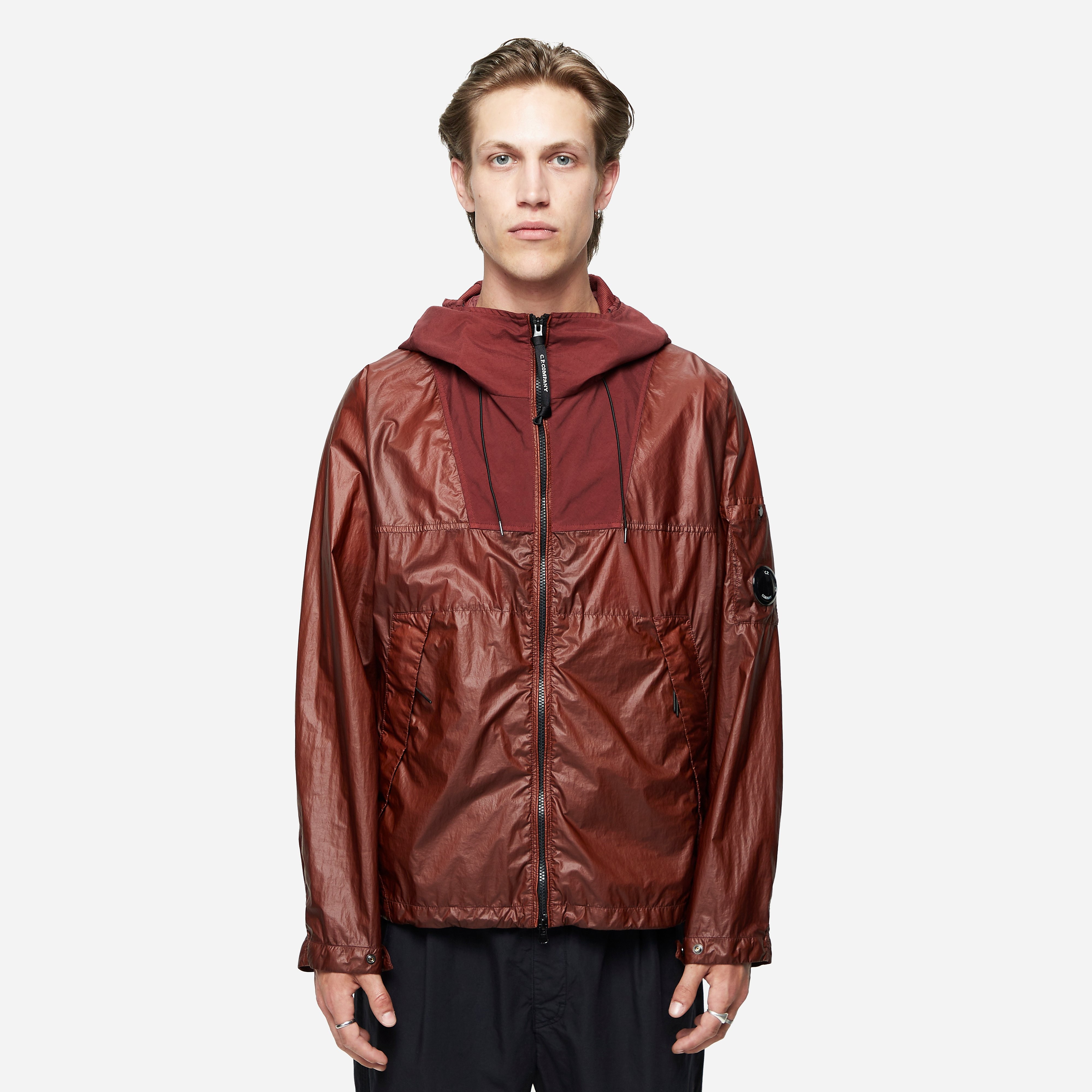 C.P. Company CS II Mixed Hooded Lens Jacket, Red - Curated Menswear
