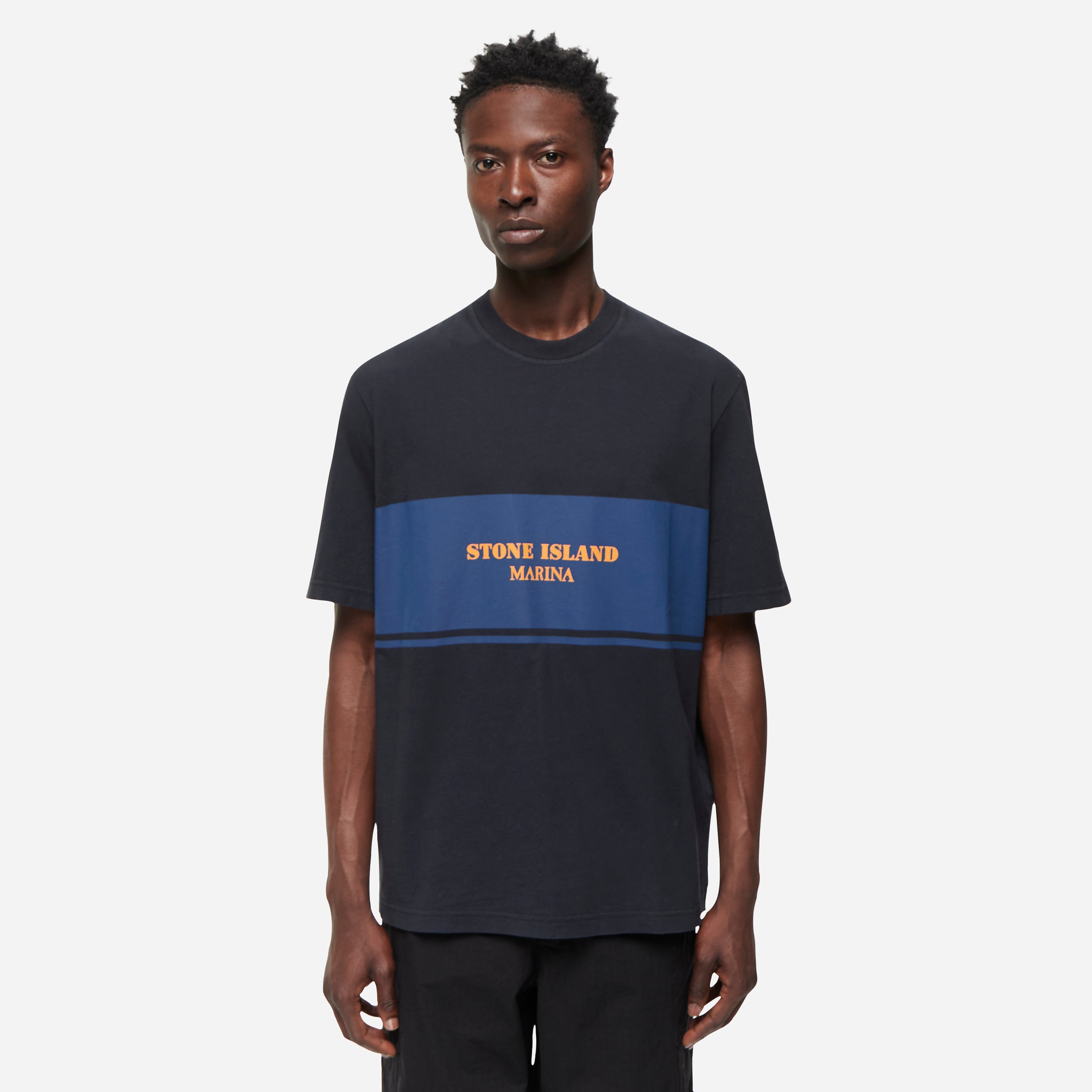 Stone Island Marina Logo Strap T-Shirt, Navy - Curated Menswear