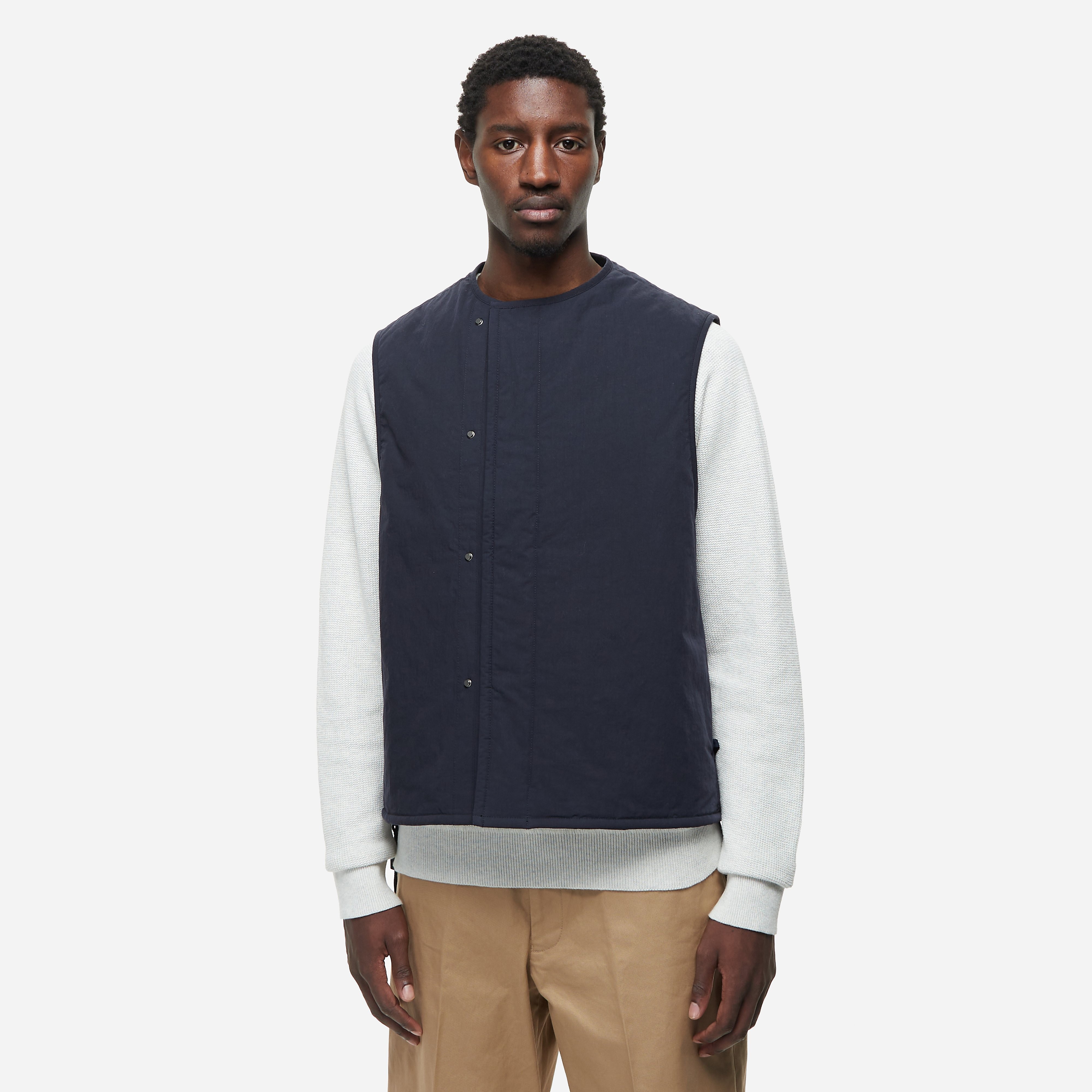 Pilgrim Surf Supply Raff Insulated Vest, Navy - Curated Menswear