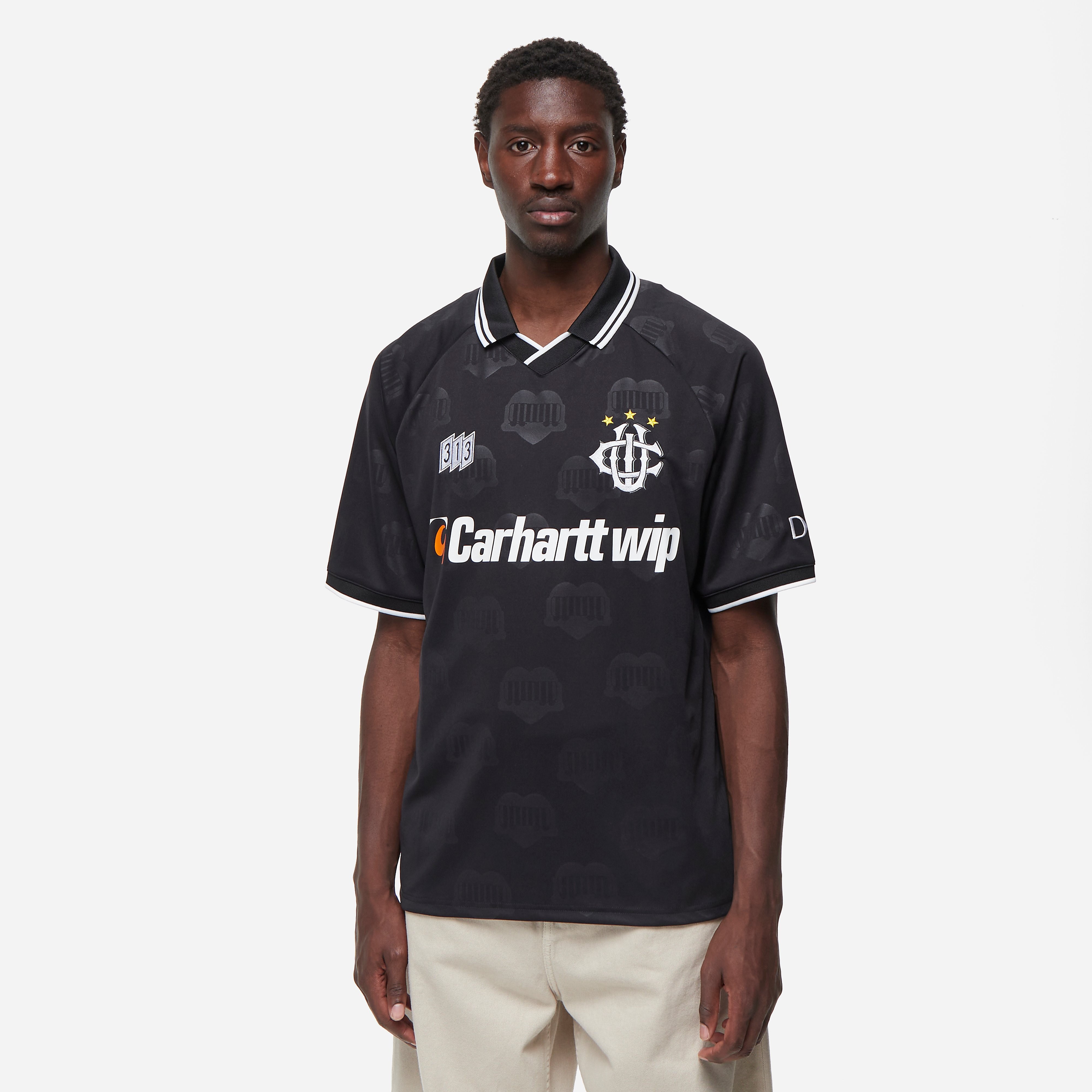 Carhartt WIP Hartt's Football Jersey, Black - Curated Menswear