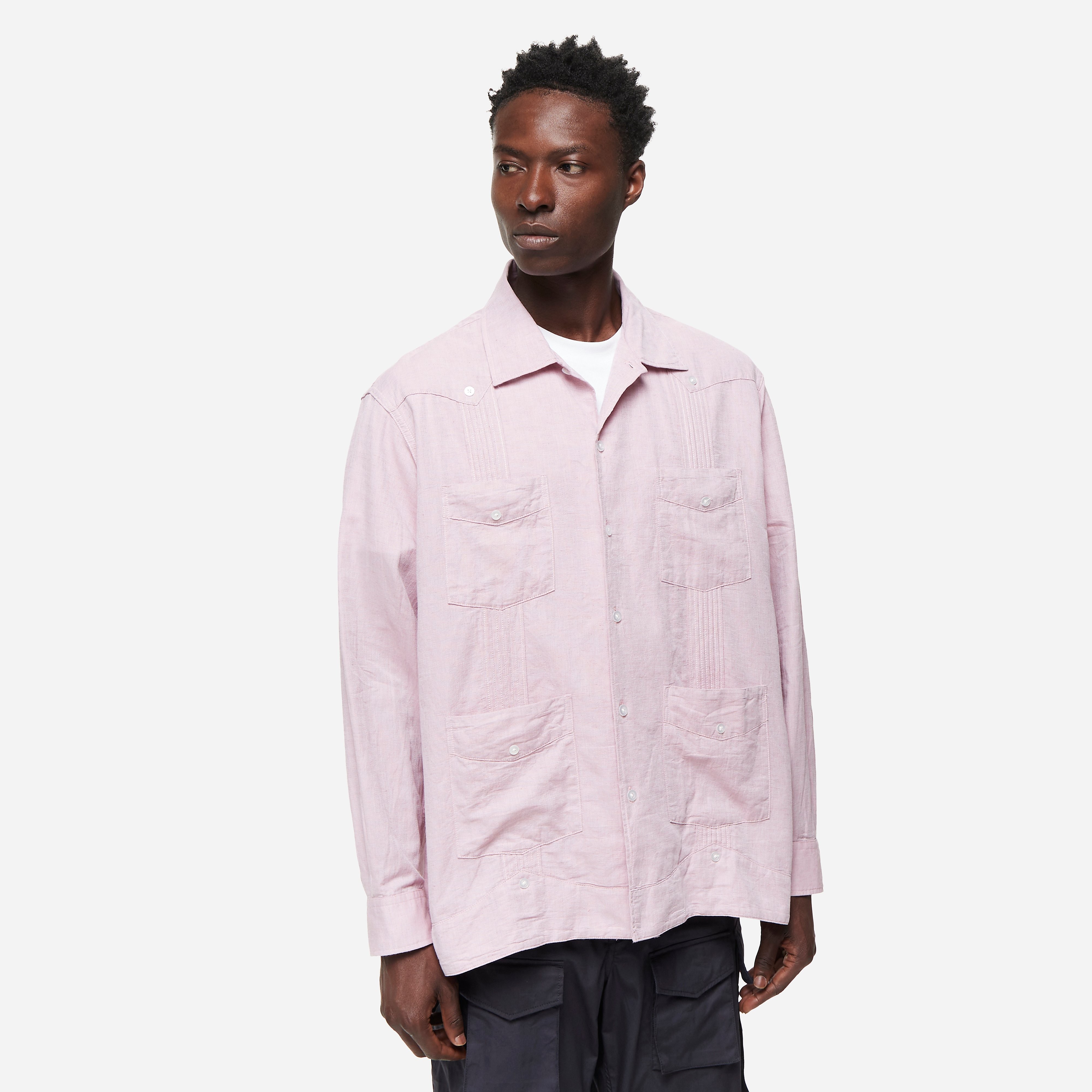 Engineered Garments Guayabera Shirt, Pink - Curated Menswear