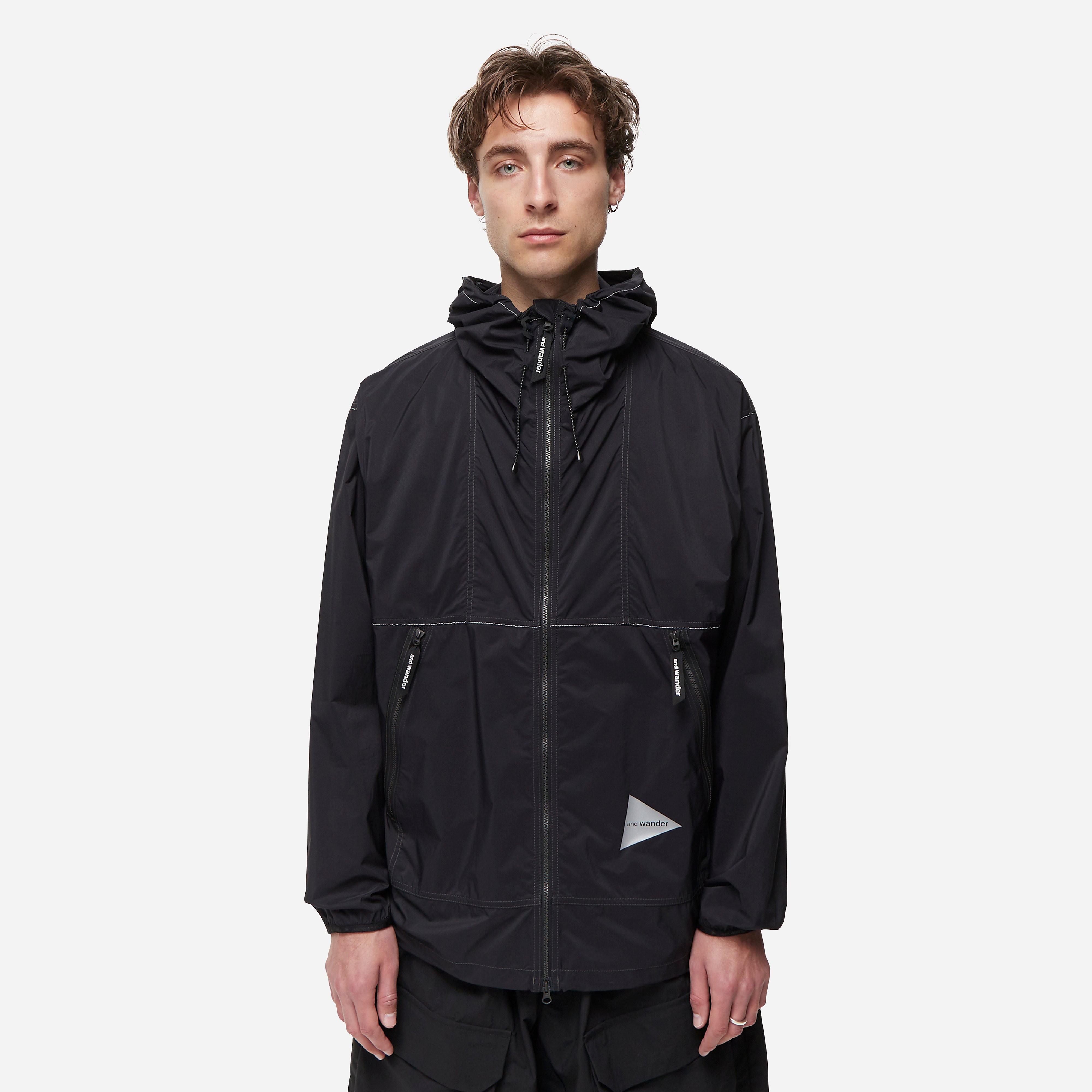 and wander PERTEX Wind Jacket, Navy - Curated Menswear