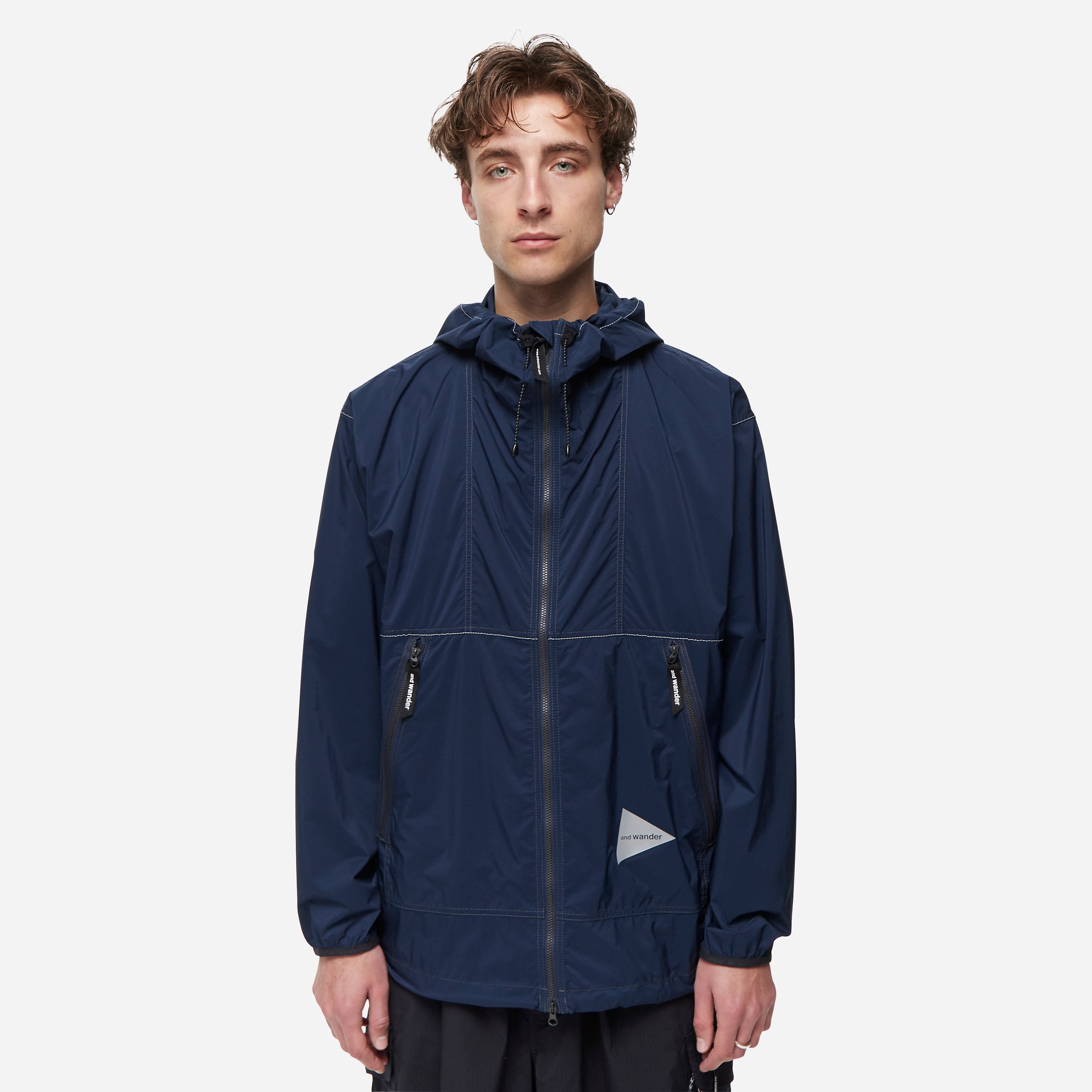 and wander PERTEX Wind Jacket, Navy - Curated Menswear