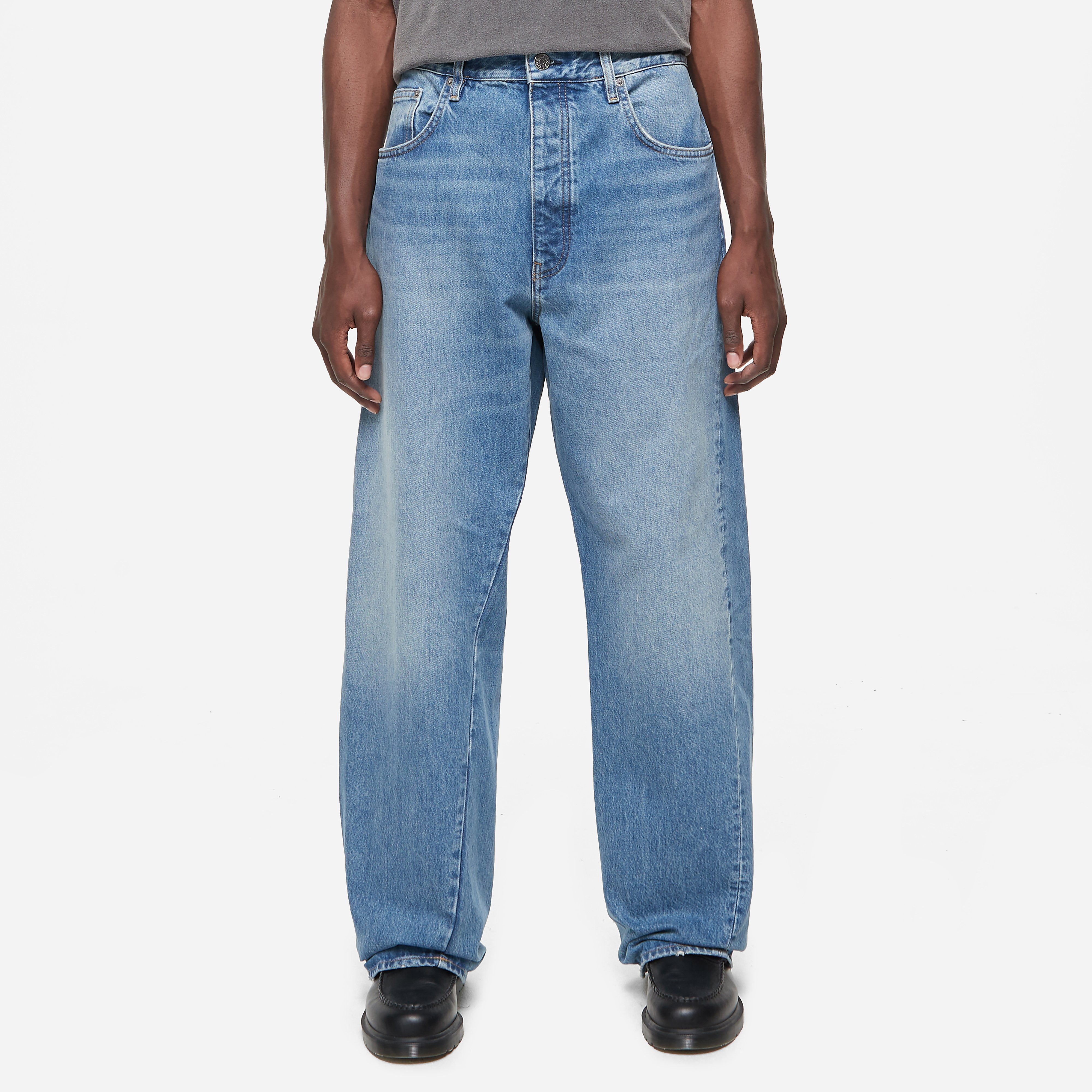 Sunflower Wide Twist Jeans, Blue - Curated Menswear