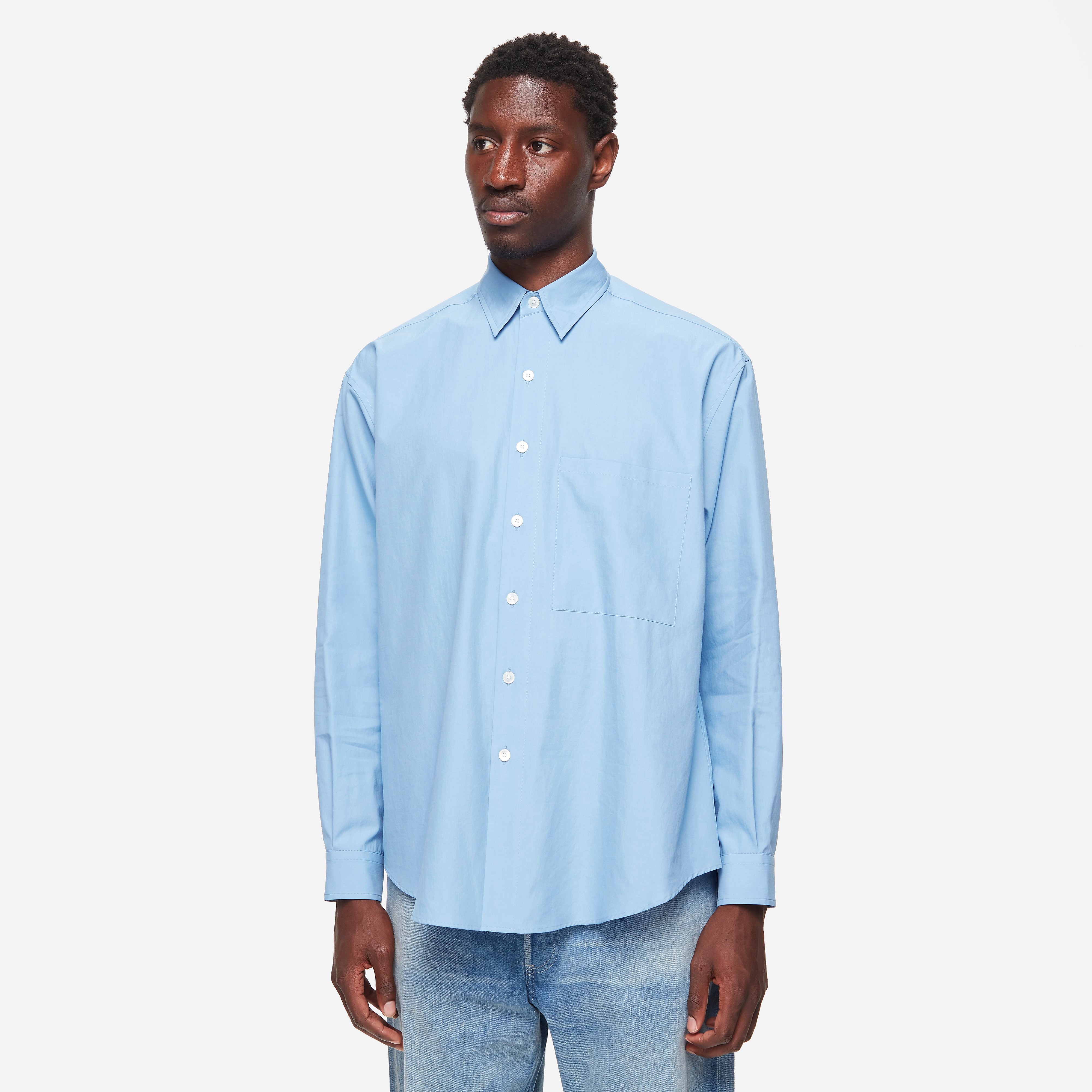 Auralee Finx Twill Shirt, Blue - Curated Menswear