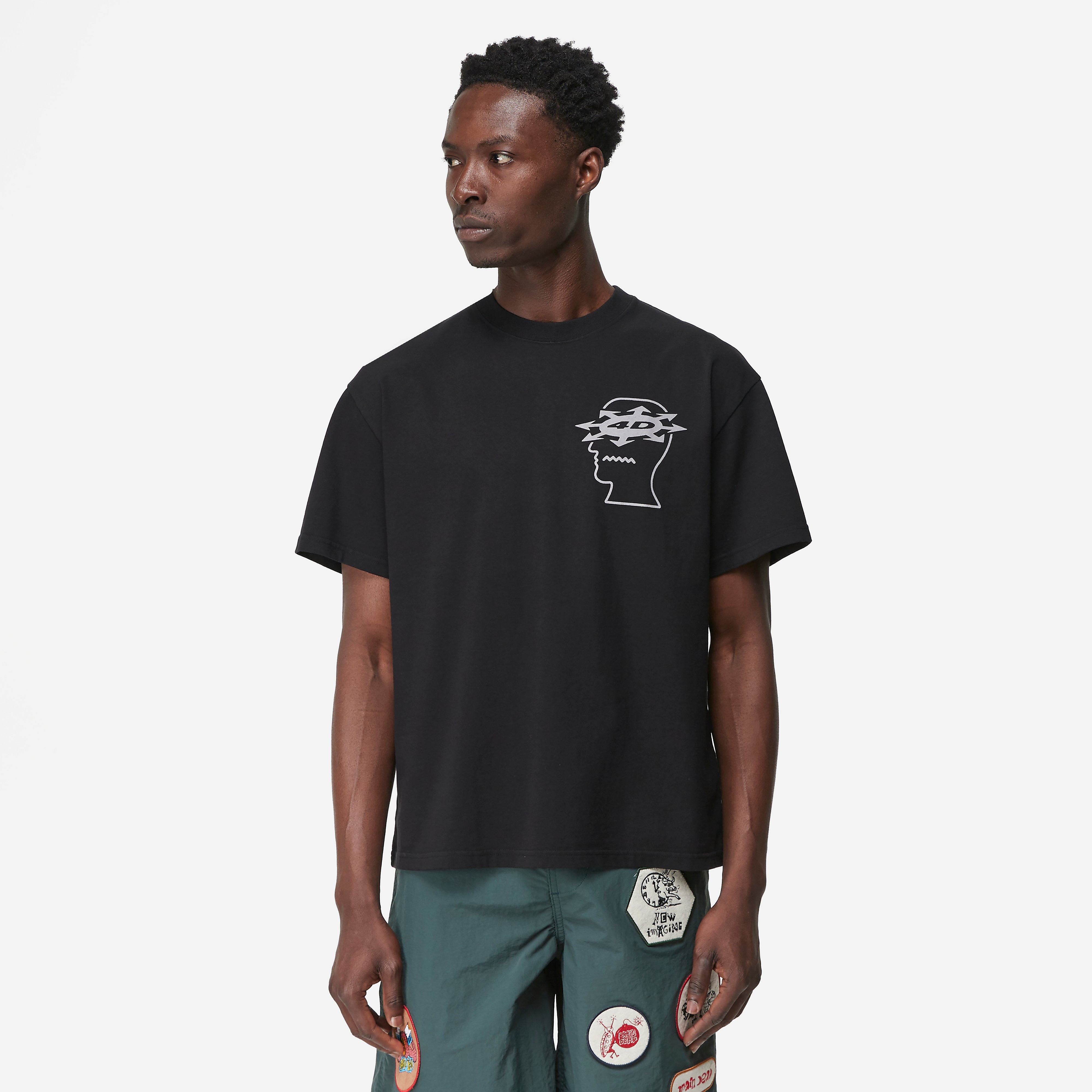 Brain Dead Petrified Mind T-Shirt, Navy - Curated Menswear