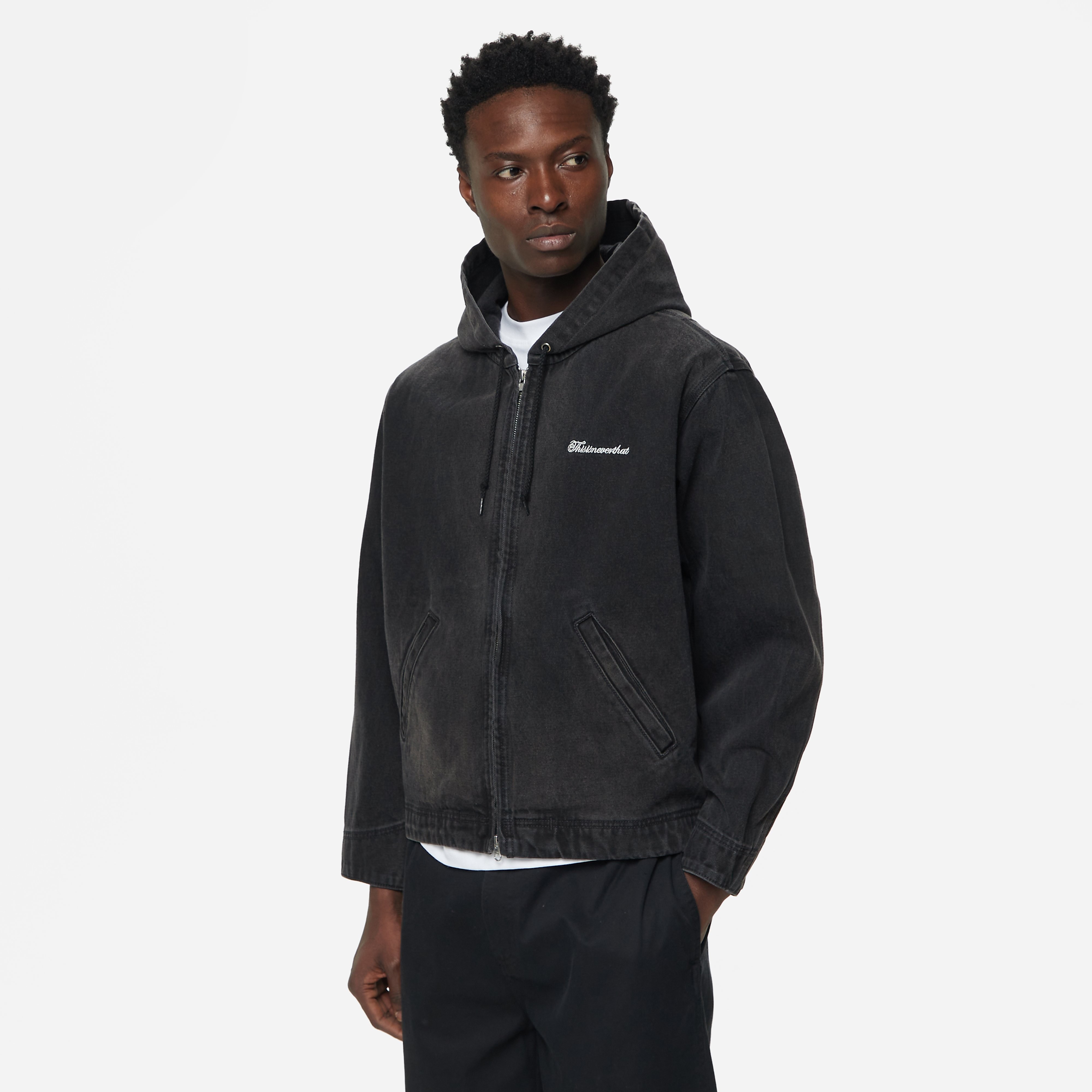 Thisisneverthat Washed Carpenter Jacket, Black - Curated Menswear