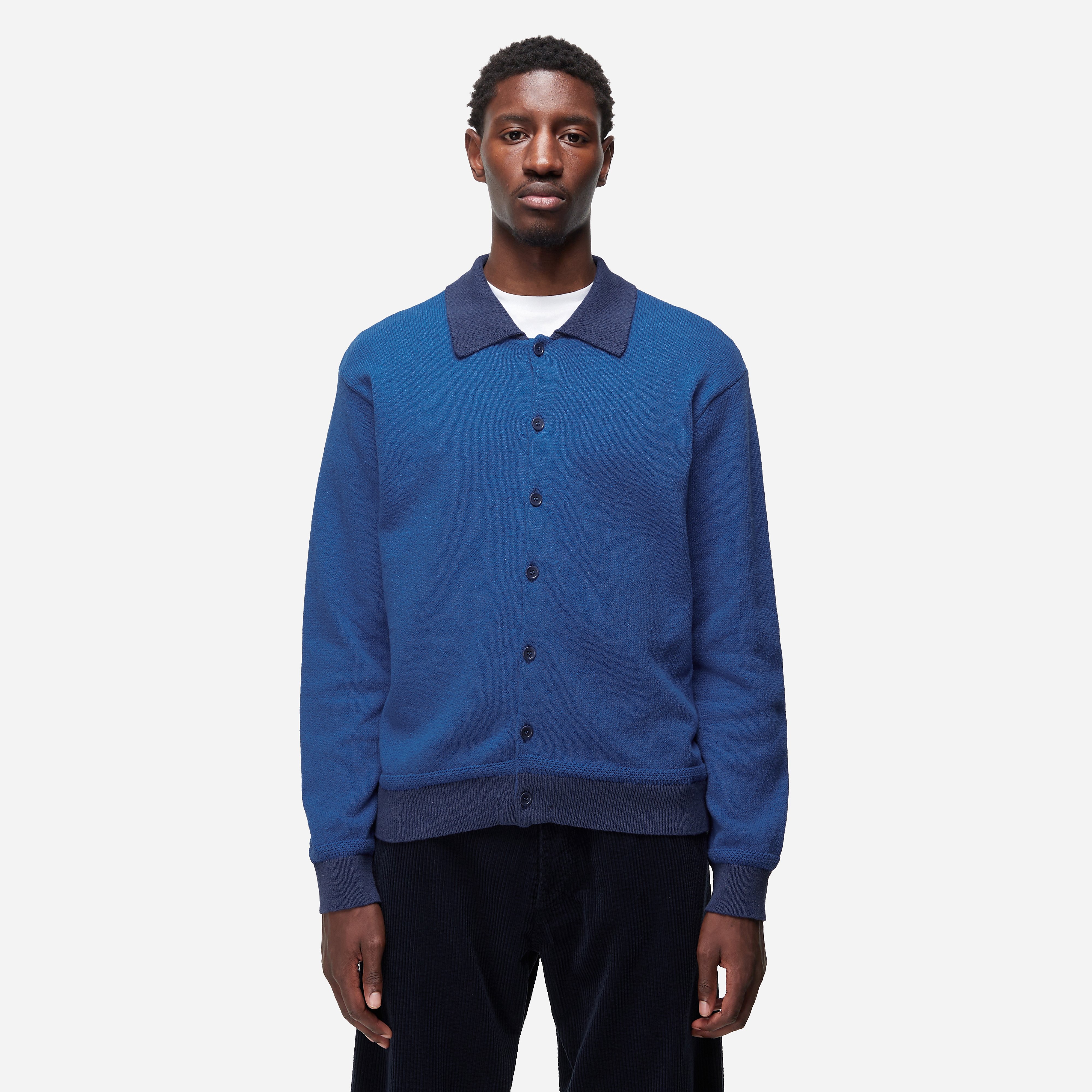 YMC Rat Pack Cardigan, Blue - Curated Menswear