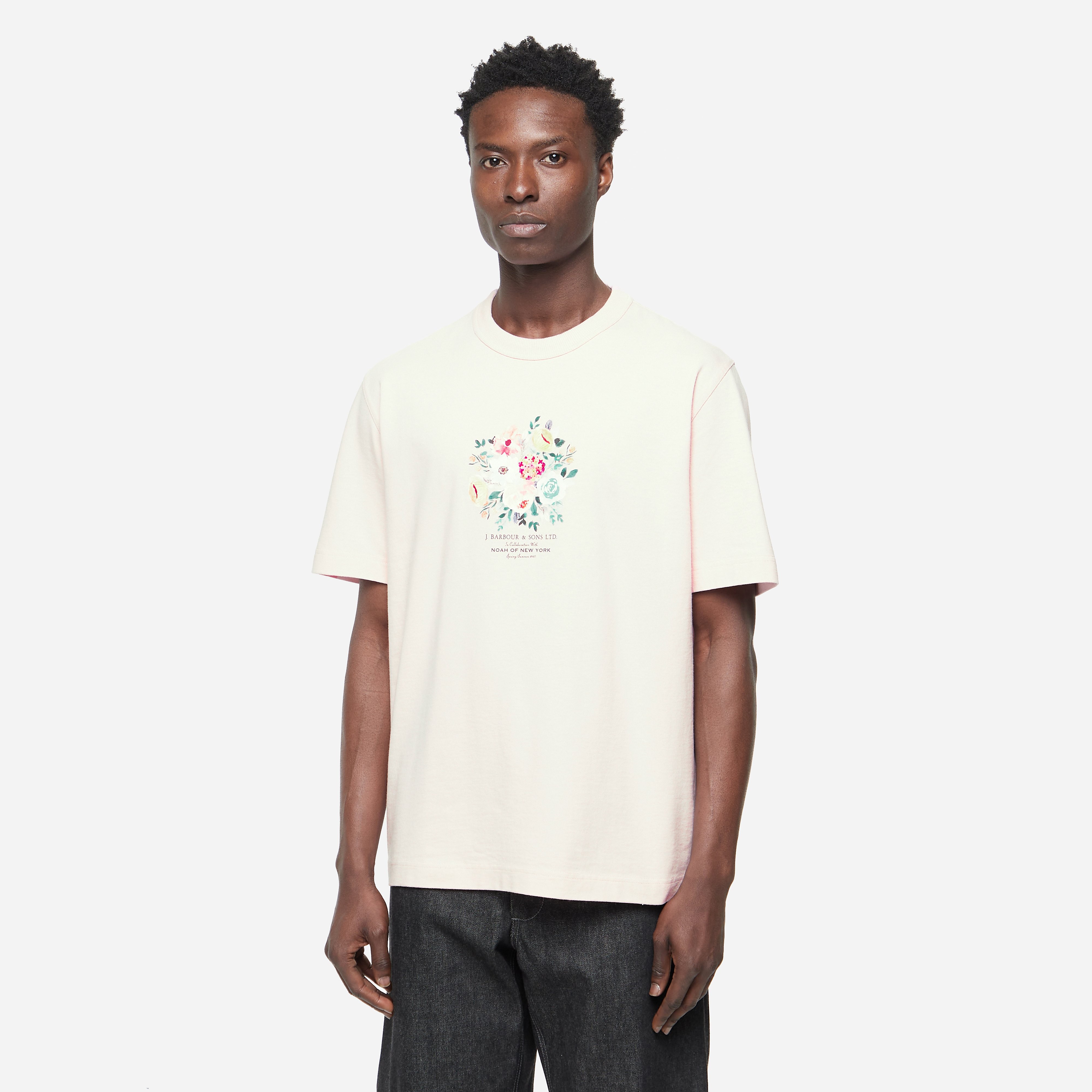 【NOAH】 X BARBOUR MADRAS FLOWERS TEE ユニセックス R5468 Noah x Barbour Floral T-Shirt, Pink - Curated Menswear