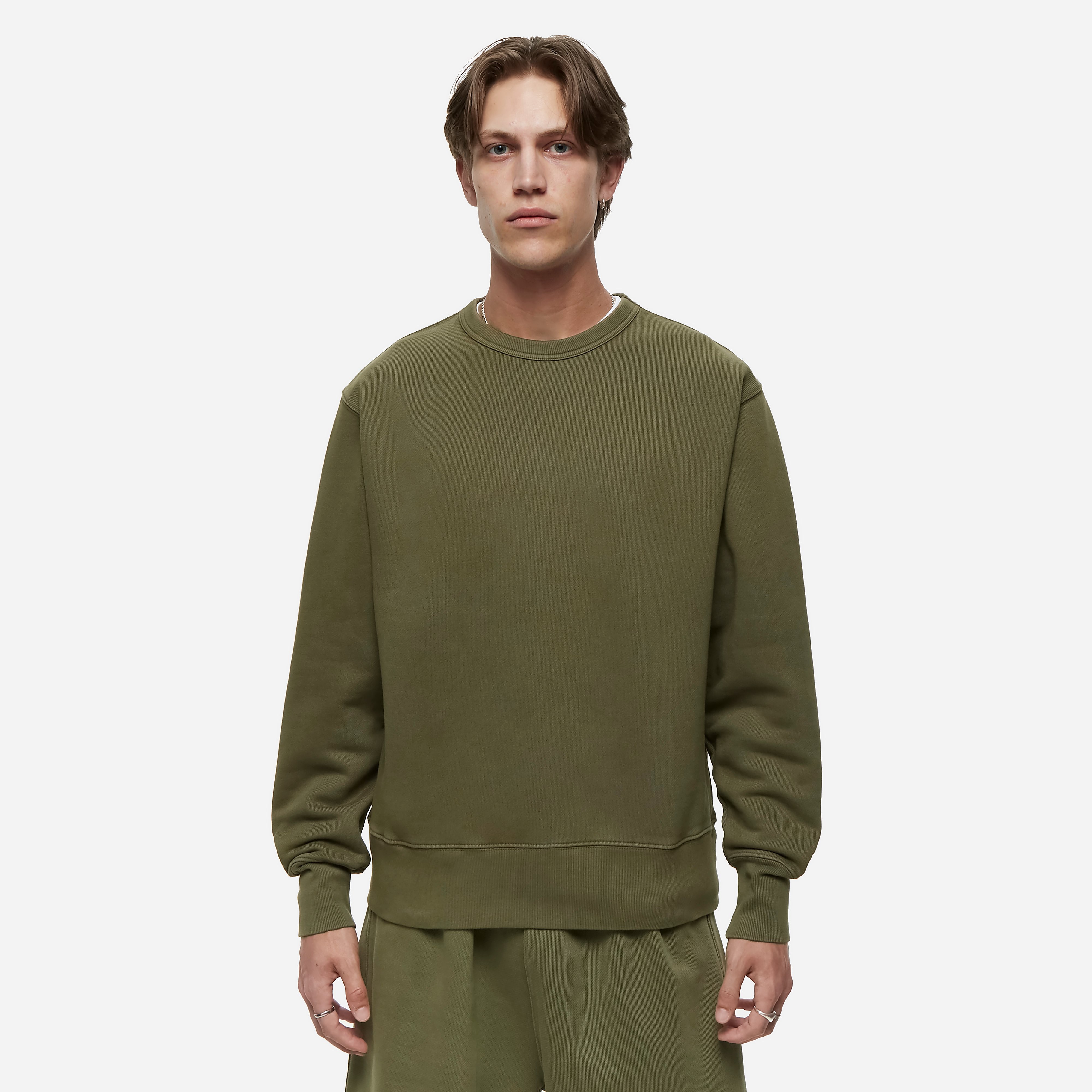Power Goods Loopback Crewneck Sweatshirt, Green - Curated Menswear