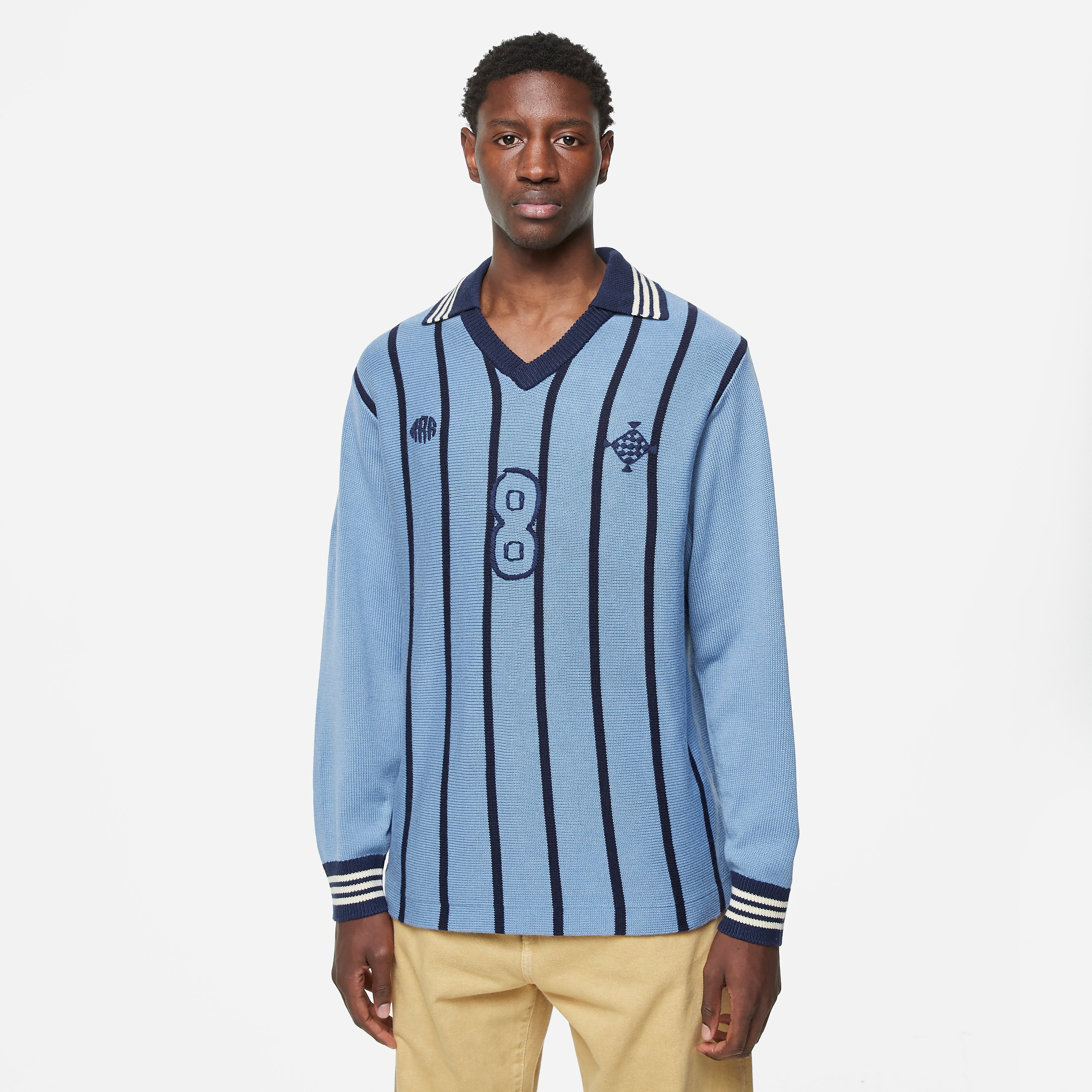RICE NINE TEN Knit Soccer Jersey, Blue - Curated Menswear
