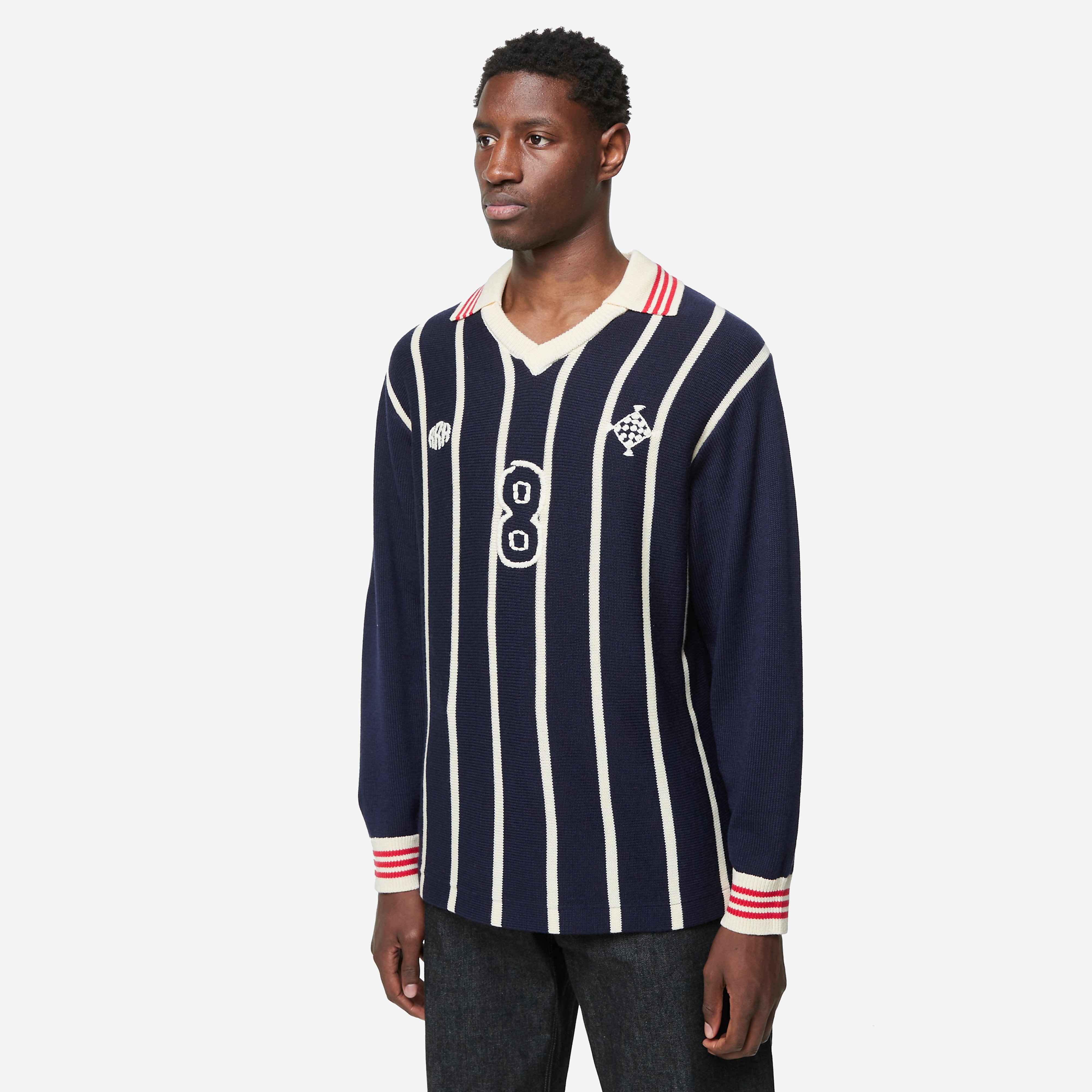 RICE NINE TEN Knit Soccer Jersey, Blue - Curated Menswear