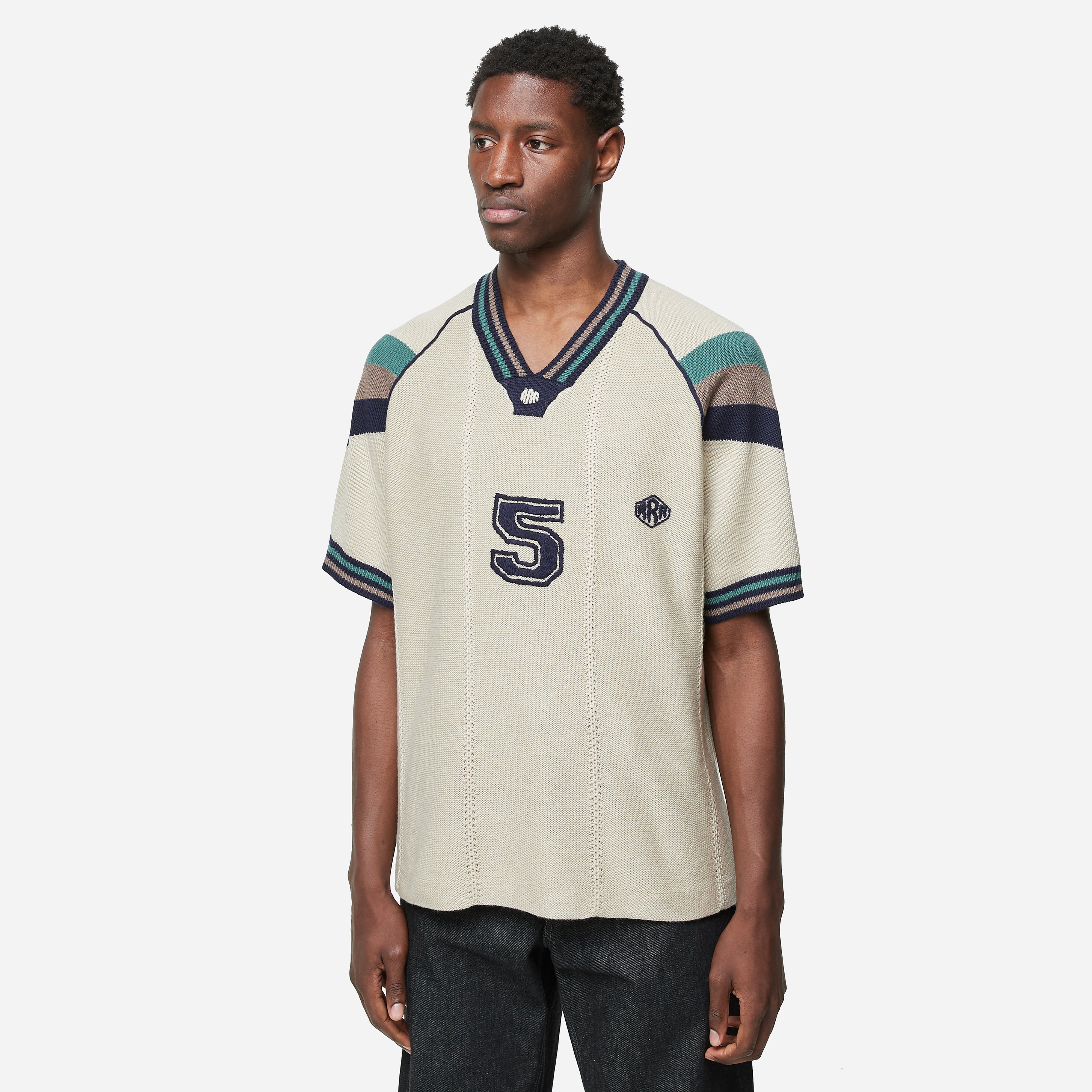 RICE NINE TEN Knit Game Jersey, Beige - Curated Menswear