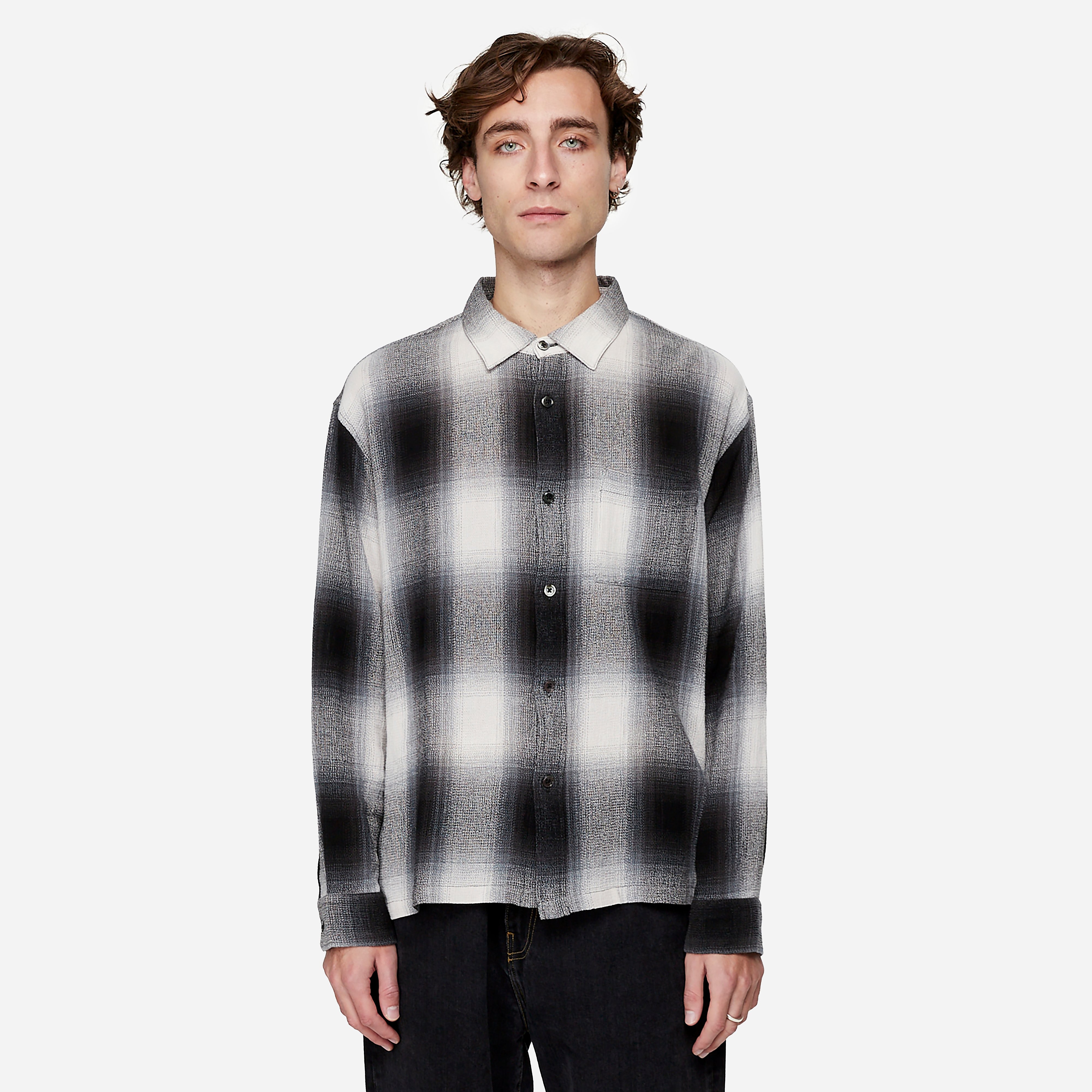 Stussy Weave Plaid Shirt in Grey