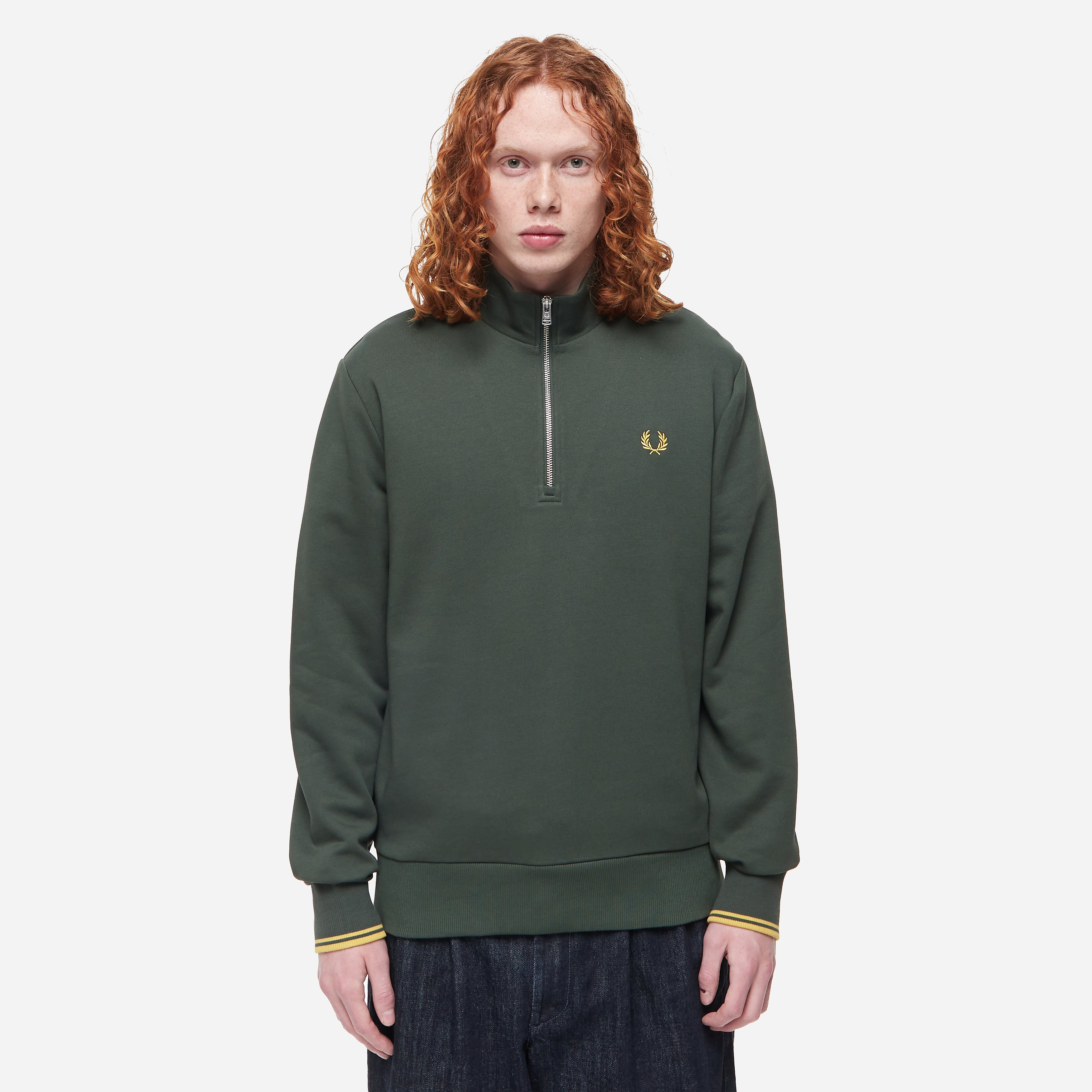 ◇FRED PERRY◇ Sharp Slub Jersey Zip Through Pullover Oatmea Fred Perry Jersey Zip-Through Sweatshirt - M7858-691