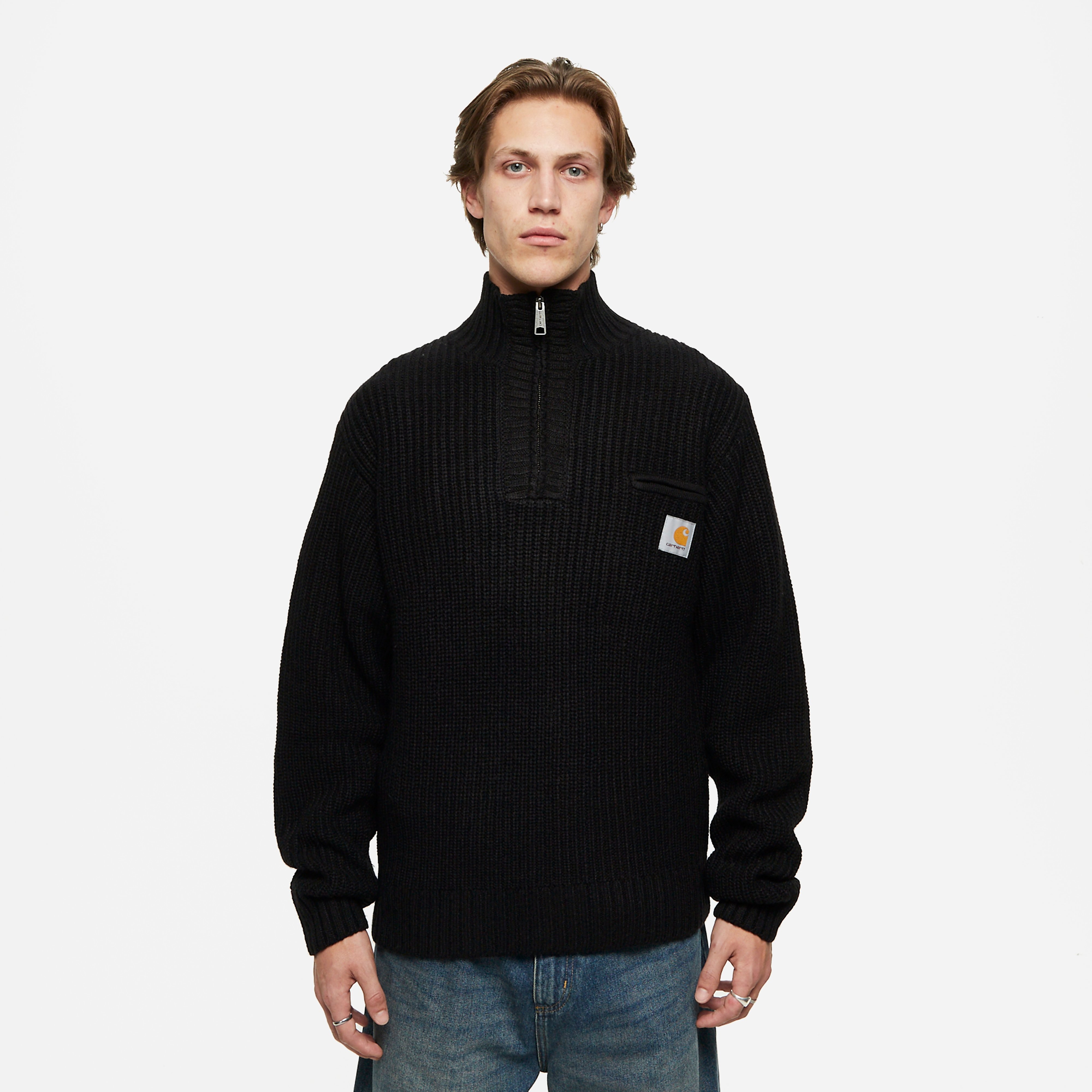 Carhartt WIP Detroit 1/2 Zip Sweater, Black