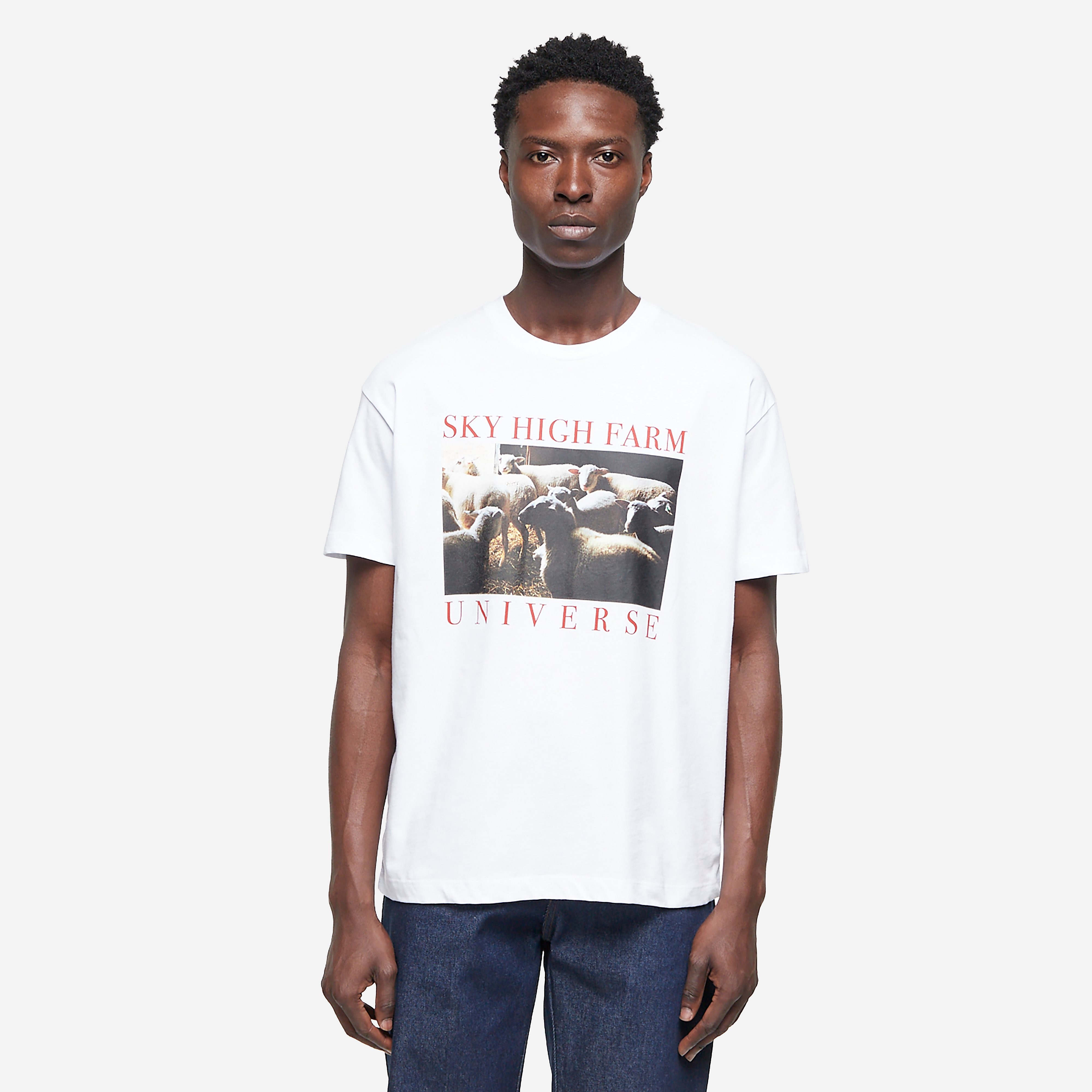 Sky High Farm Workwear Knit Sheep T-Shirt, White