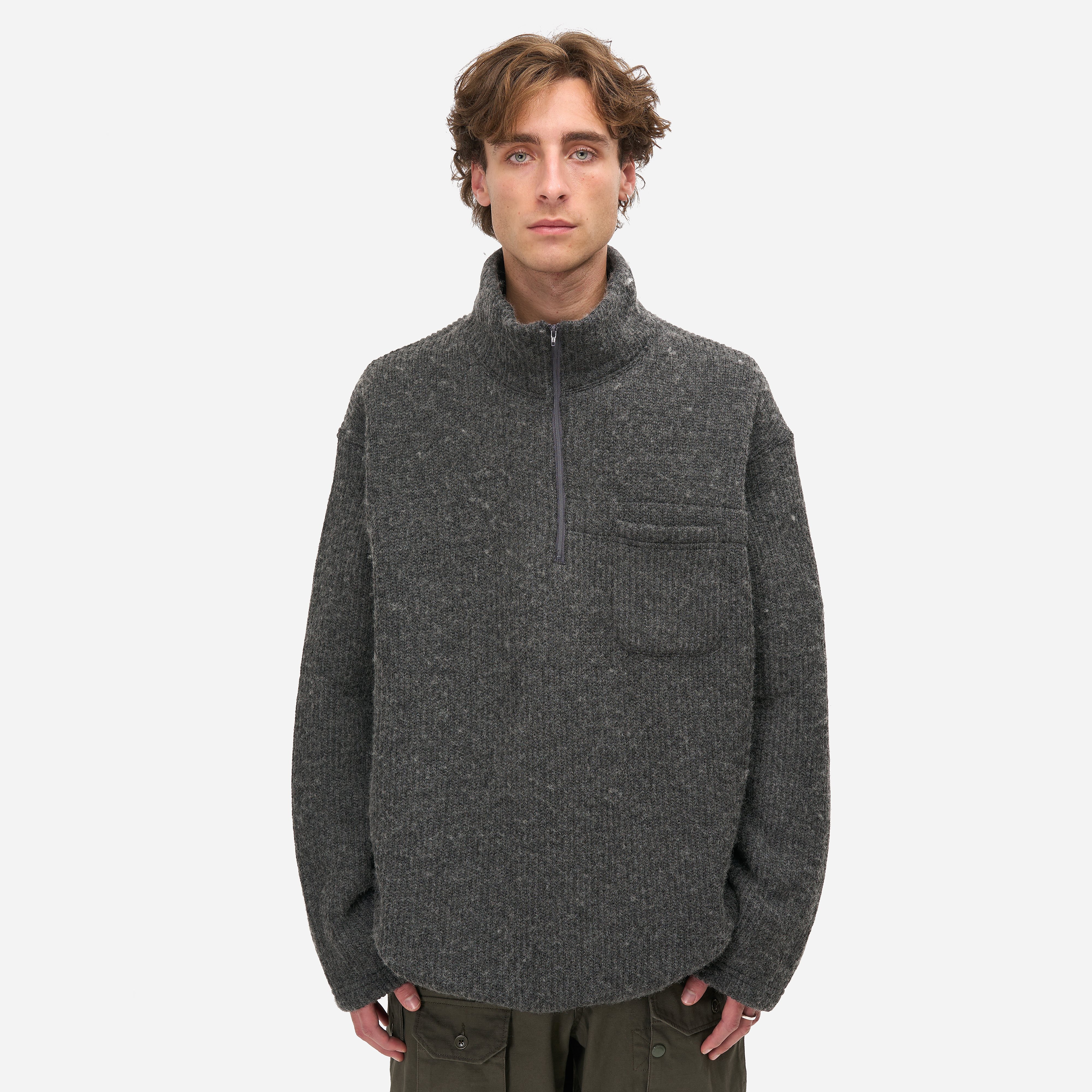Engineered Garments Knit Zip Mockneck, Grey