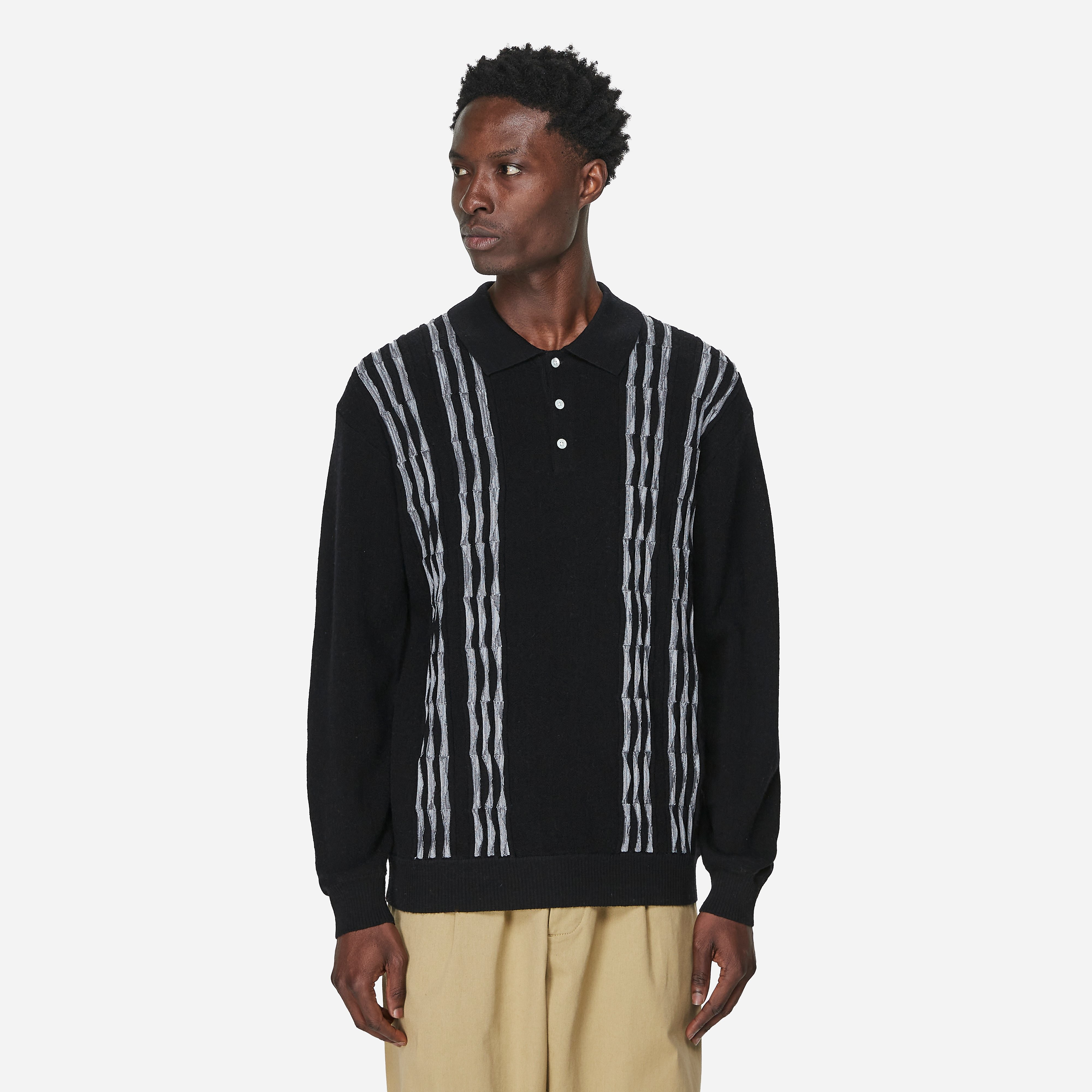 Beams Plus Knit Polo Shirt, Black