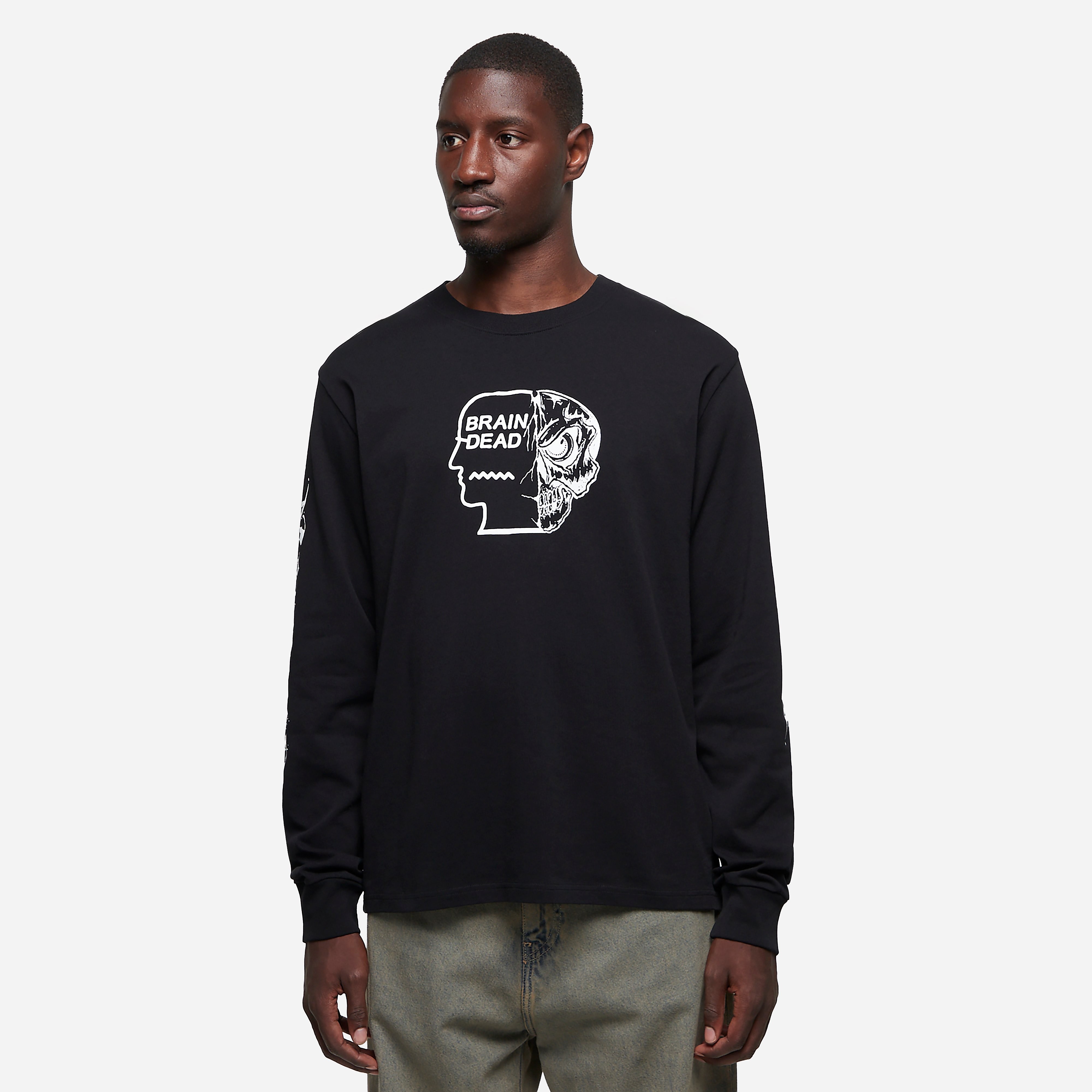 Brain Dead LS Skull Mech T-Shirt, Black