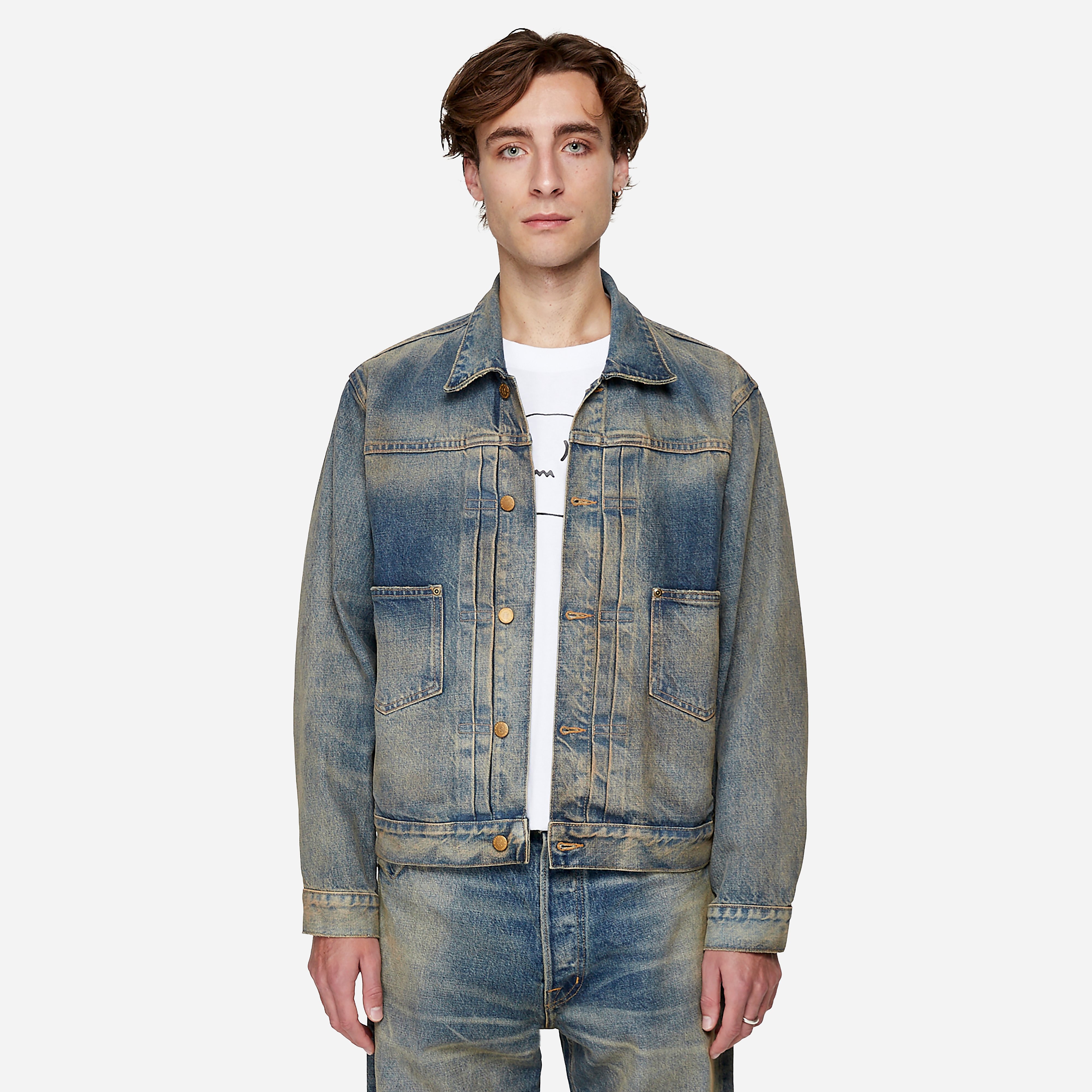Brain Dead 14.75oz Selvedge Denim Trucker Jacket, Blue