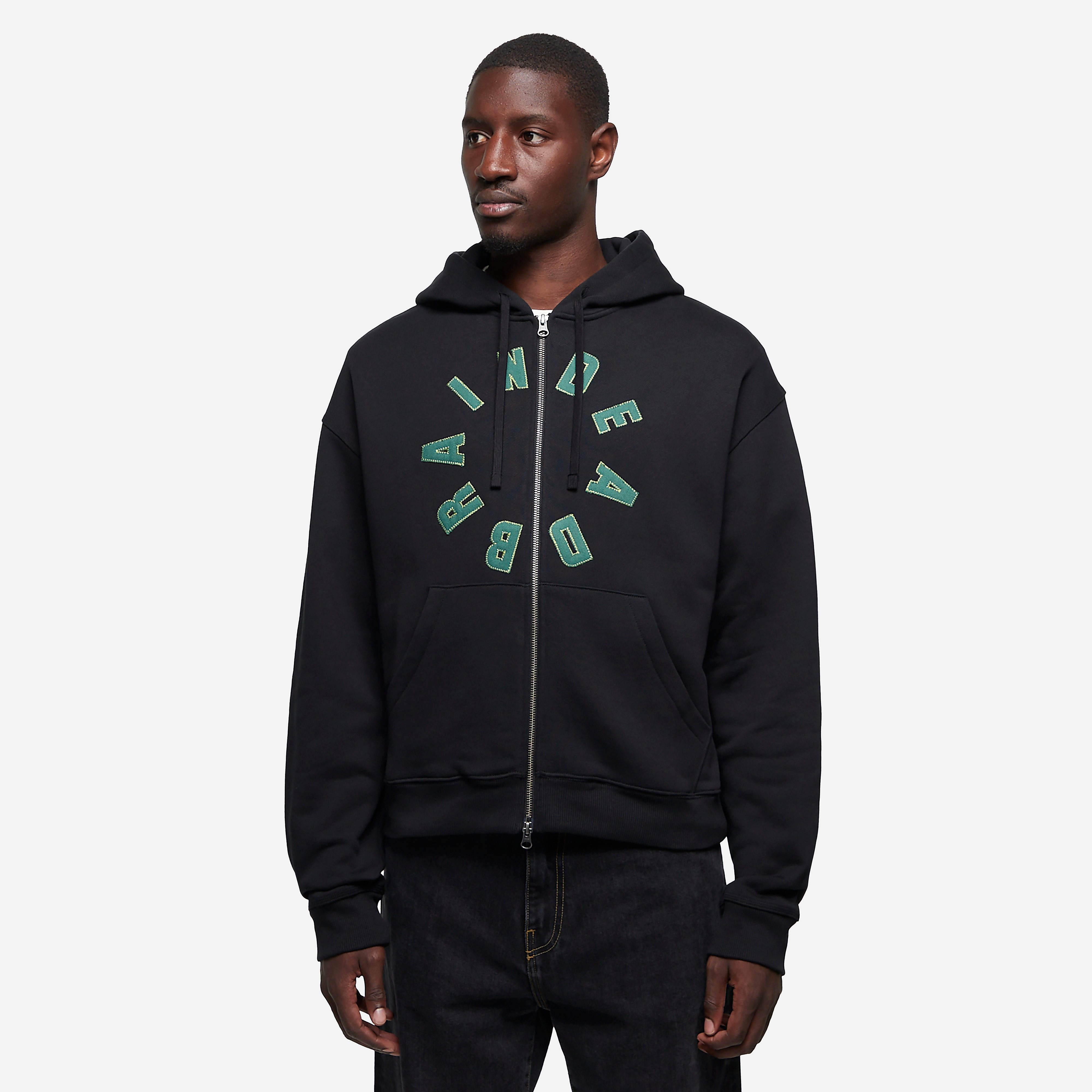 Brain Dead Collegiate FZ Hoodie, Black